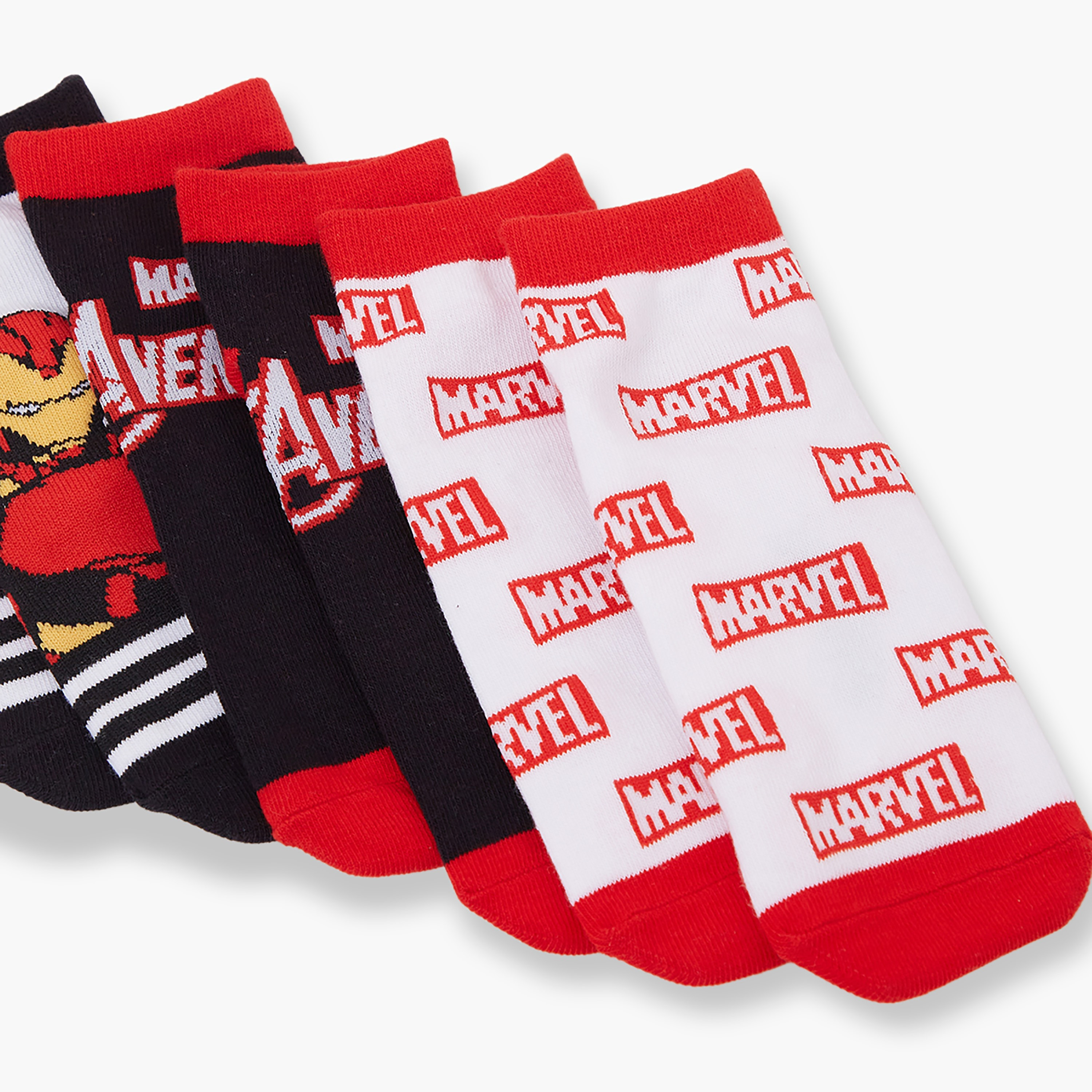 Marvel 3-Pair Cotton Blend Printed Ankle Socks-boys-accessories-socks-image-5