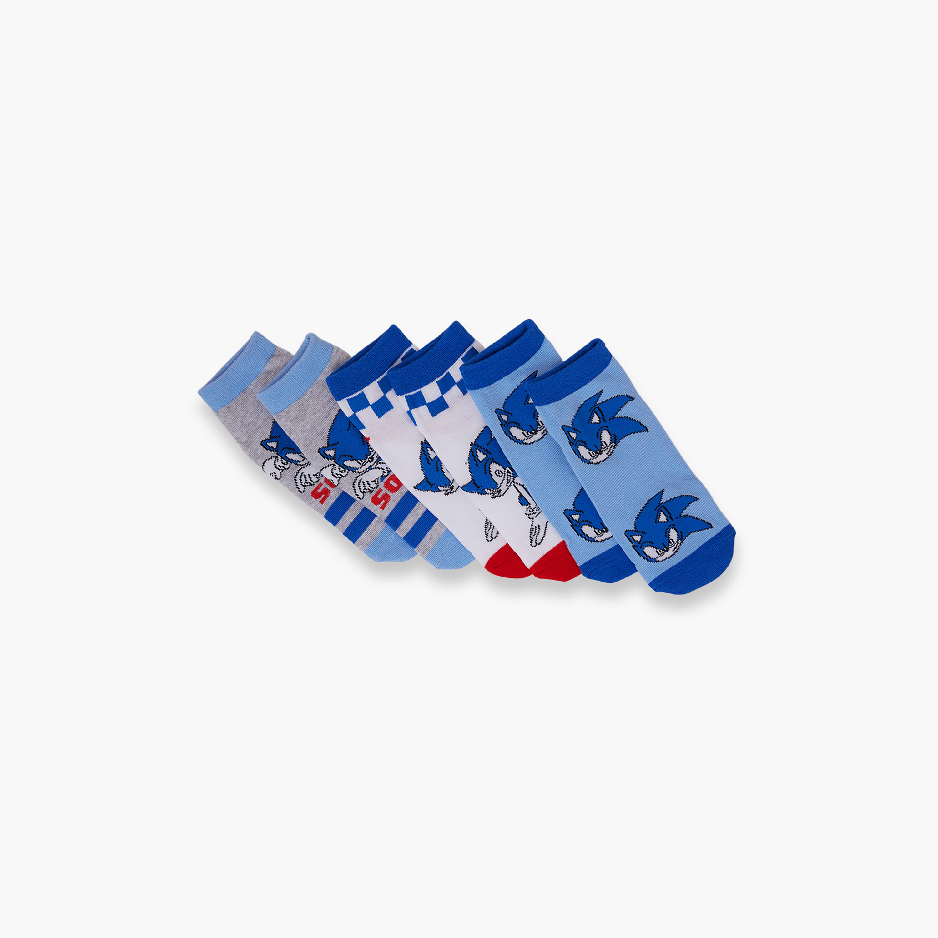 Sonic 3-Pair Cotton Blend Printed Ankle Socks-boys-accessories-socks-image-3