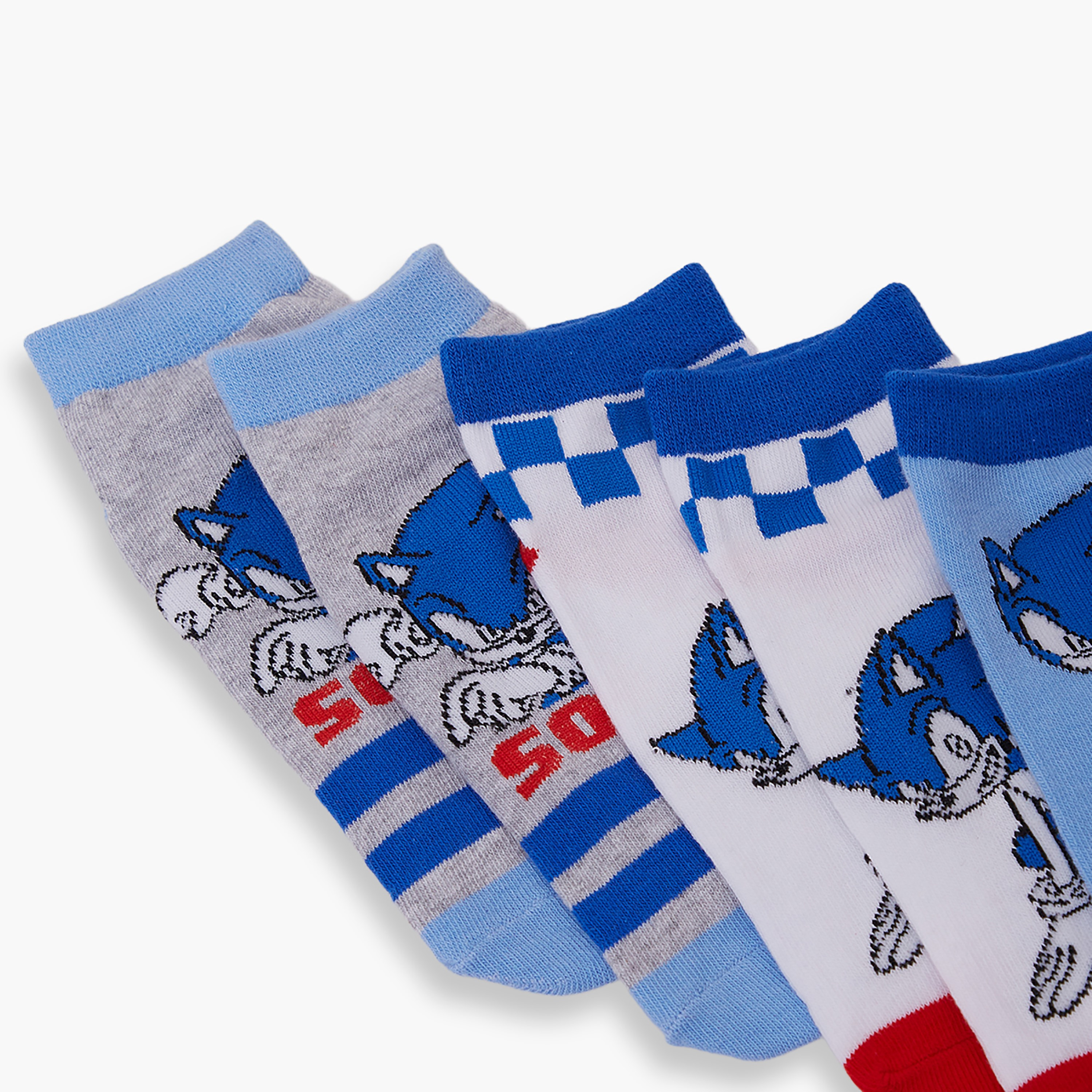 Sonic 3-Pair Cotton Blend Printed Ankle Socks-boys-accessories-socks-image-4