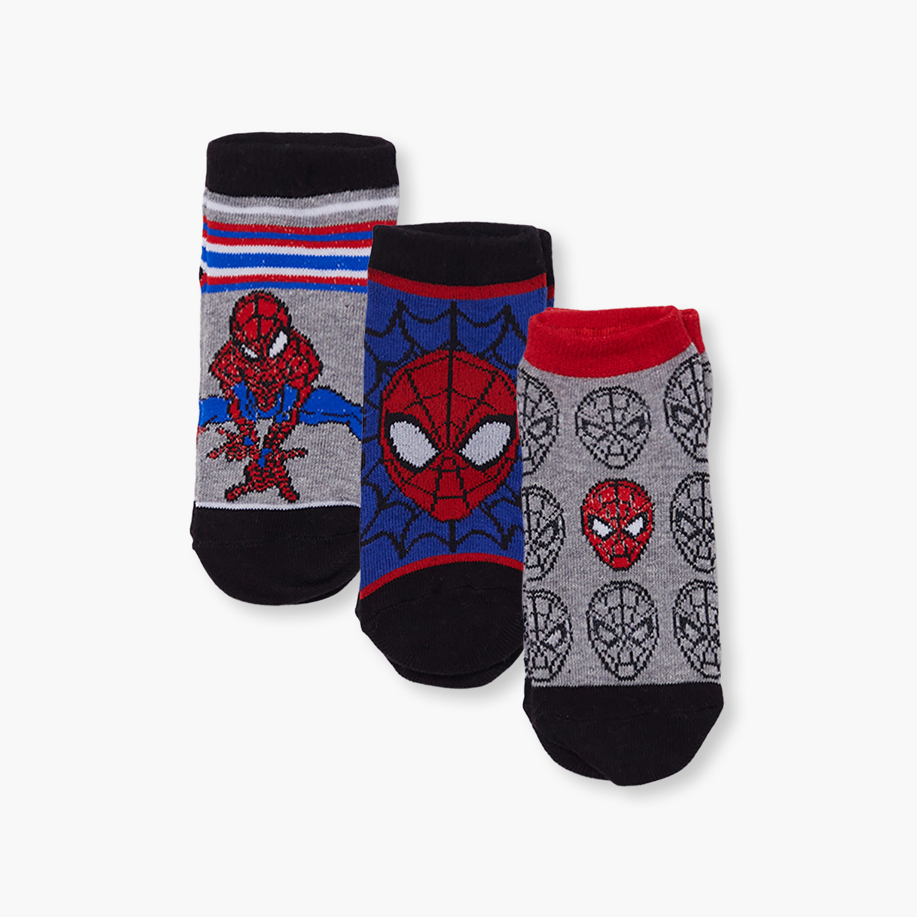 Spiderman 3-Pair Cotton Blend Printed Ankle Socks-boys-accessories-socks-image-1