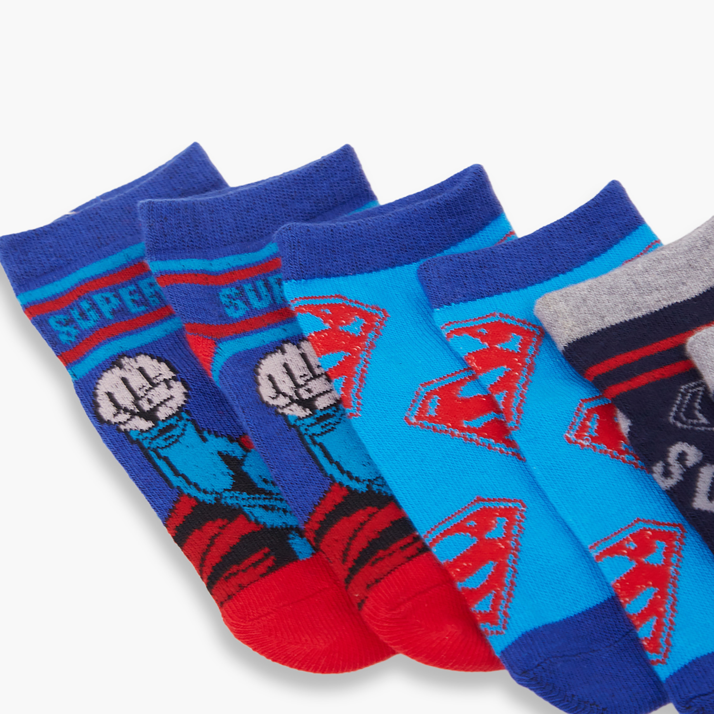 Superman 3-Pair Cotton Blend Printed Ankle Socks-boys-accessories-socks-image-4