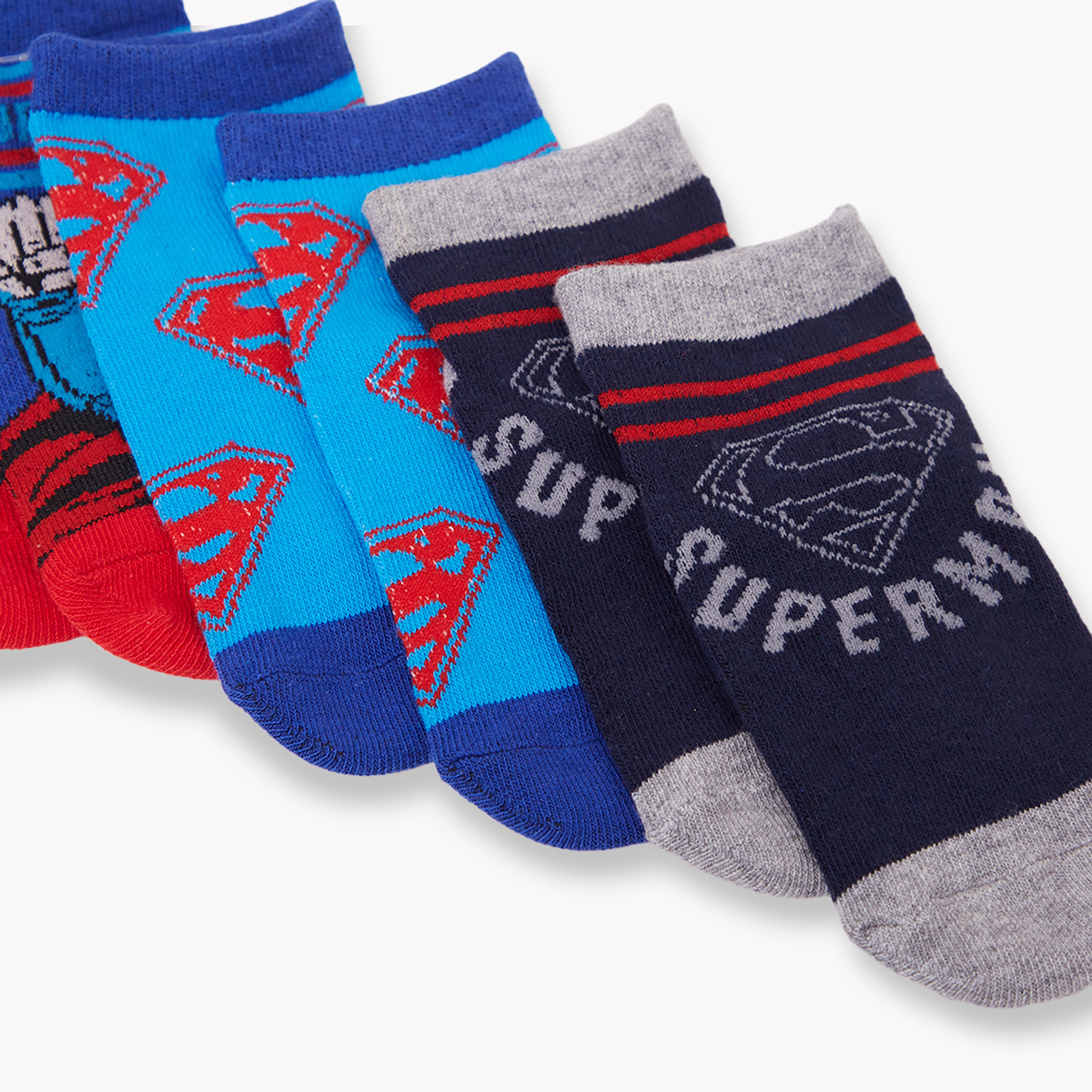 Superman 3-Pair Cotton Blend Printed Ankle Socks-boys-accessories-socks-image-5