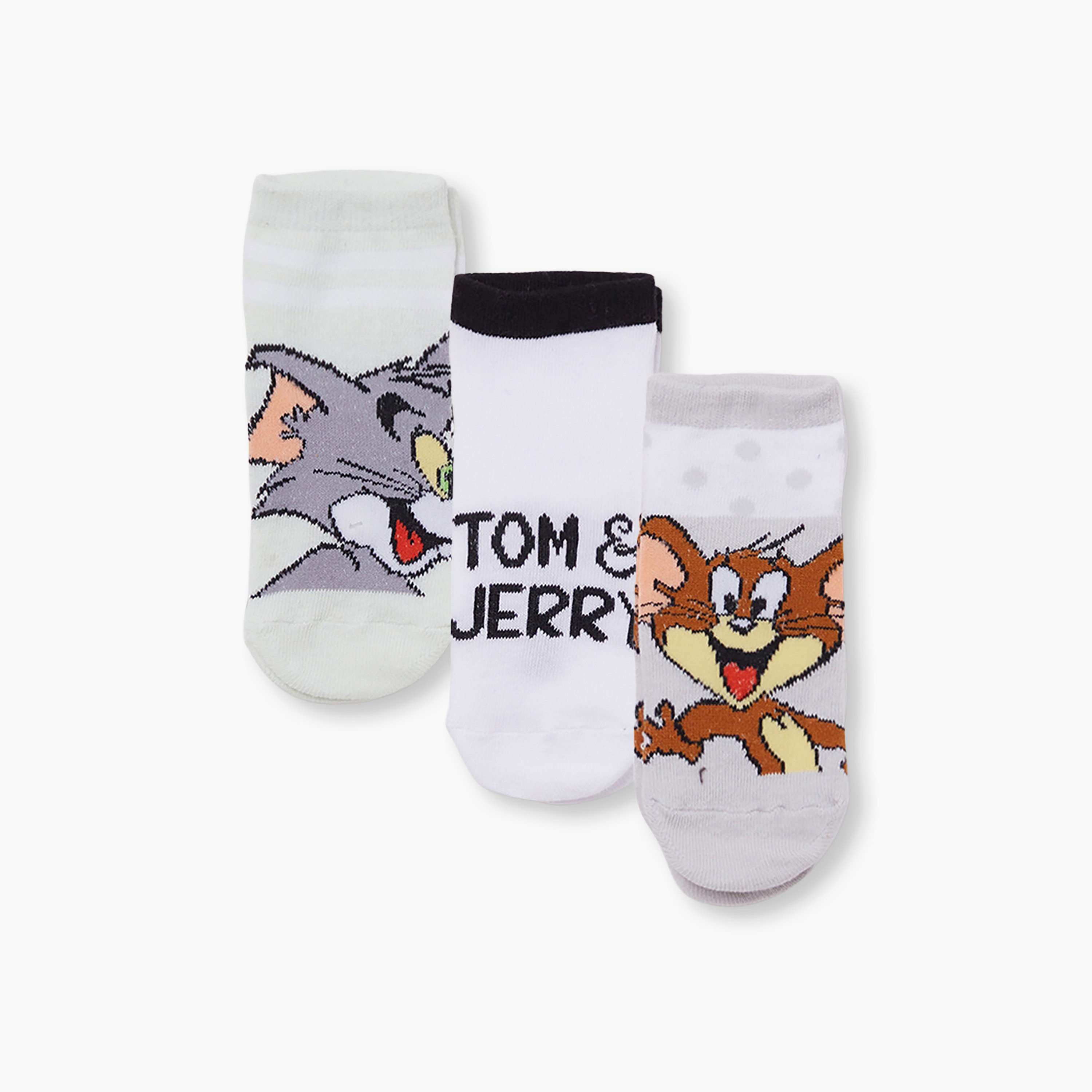 Tom & Jerry 3-Pair Cotton Blend Printed Ankle Socks-boys-accessories-socks-image-1