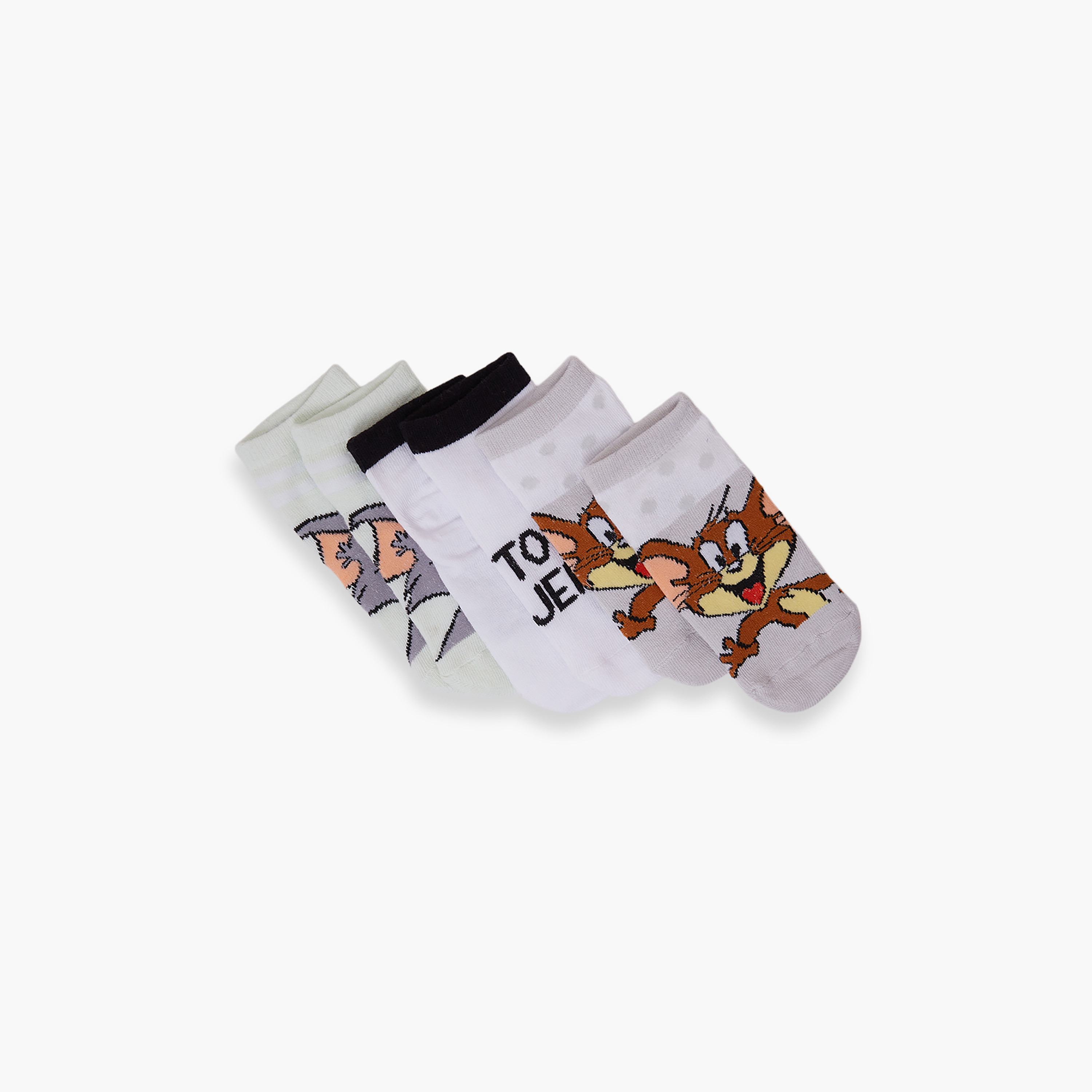 Tom & Jerry 3-Pair Cotton Blend Printed Ankle Socks-boys-accessories-socks-image-3