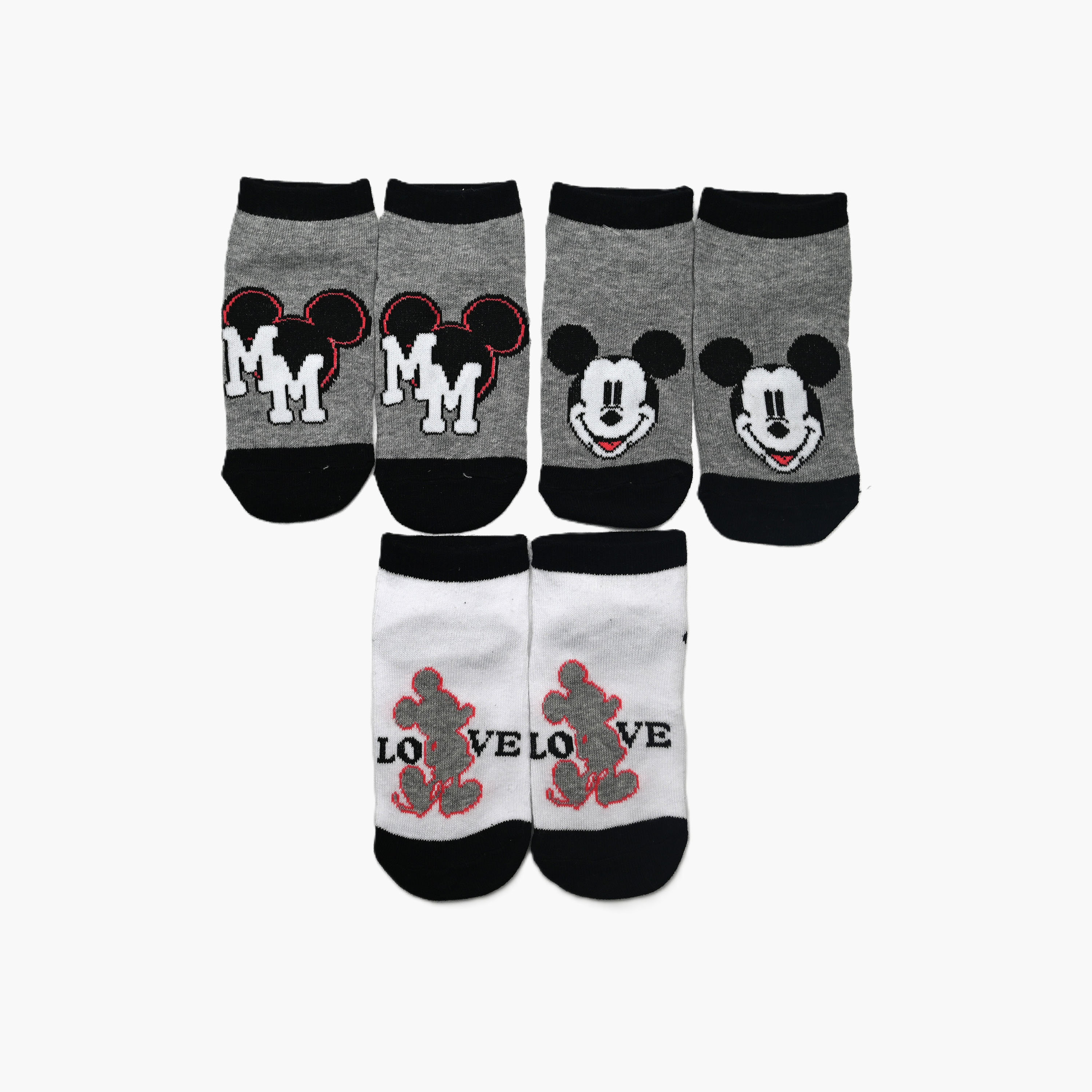 Mickey Mouse 3-Pair Cotton Blend Printed Ankle Socks-boys-accessories-socks-image-1