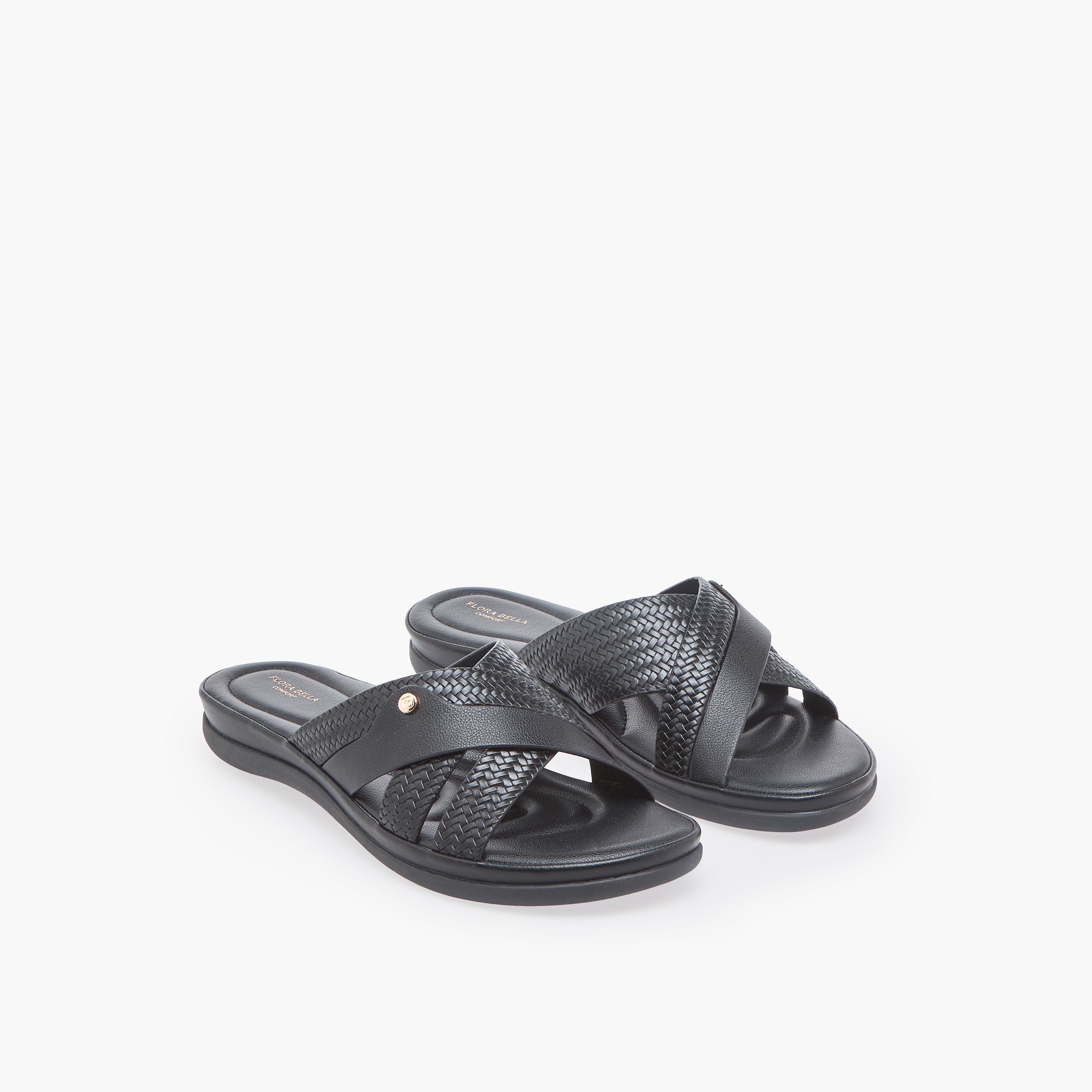 صندل بأحزمة متقاطعة بارزة الملمس للنساء من فلورا بيلا-women-shoes-flats-sandals-image-1