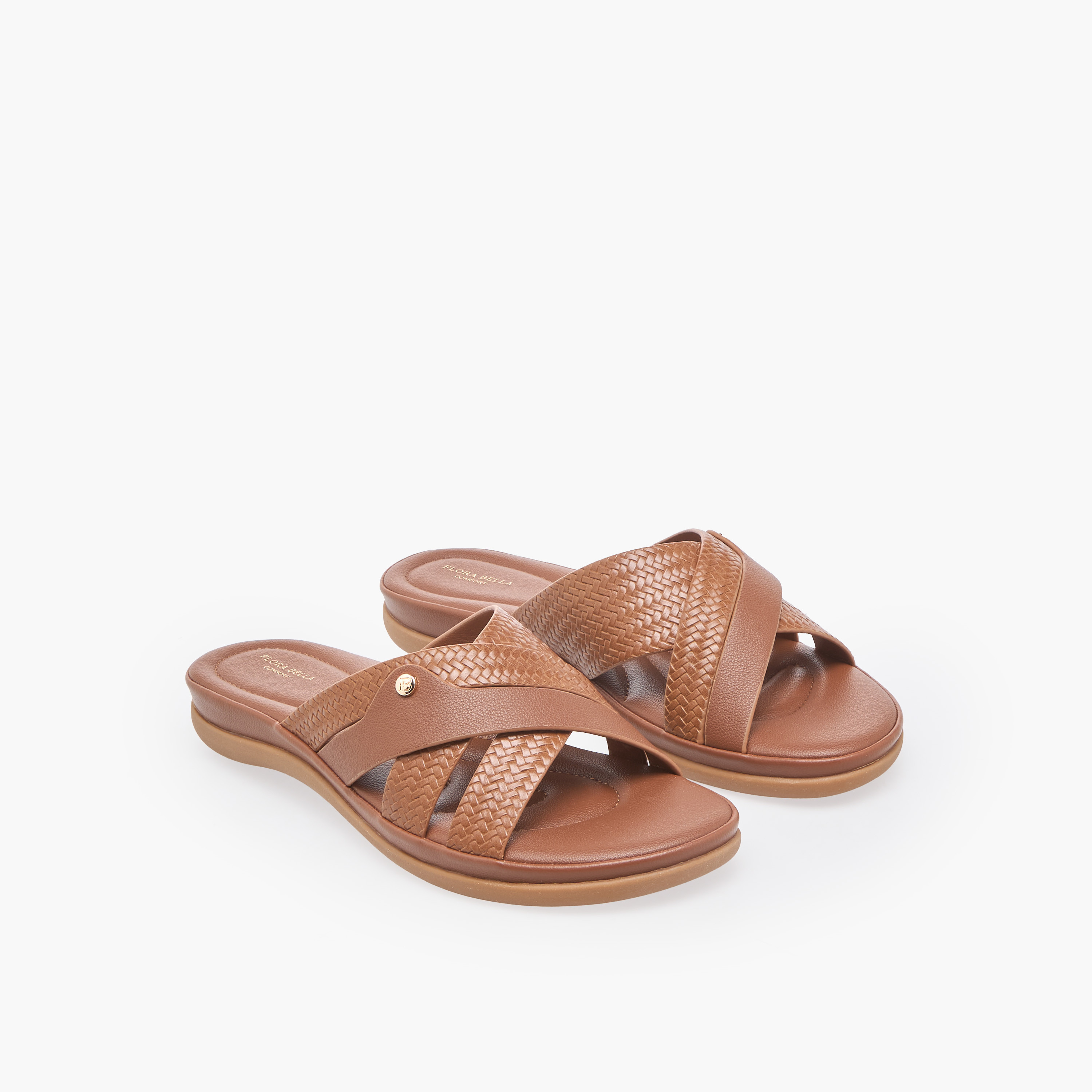Flora Bella Women Textured Cross Strap Sandals-women-shoes-flats-sandals-image-1
