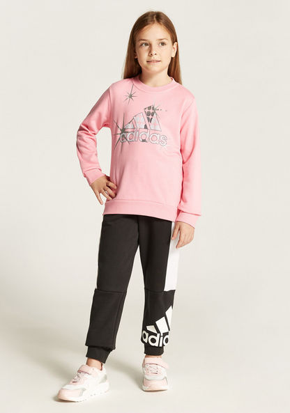 adidas Logo Print Sweatshirt with Long Sleeves-Tops-image-1