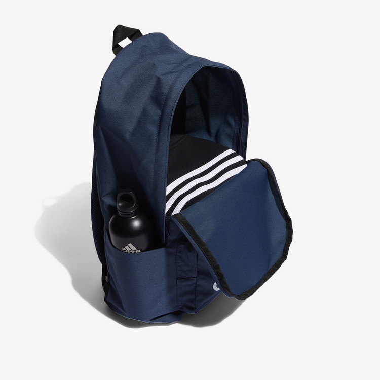Adidas Logo Print Backpack with Zip Closure and Adjustable Straps