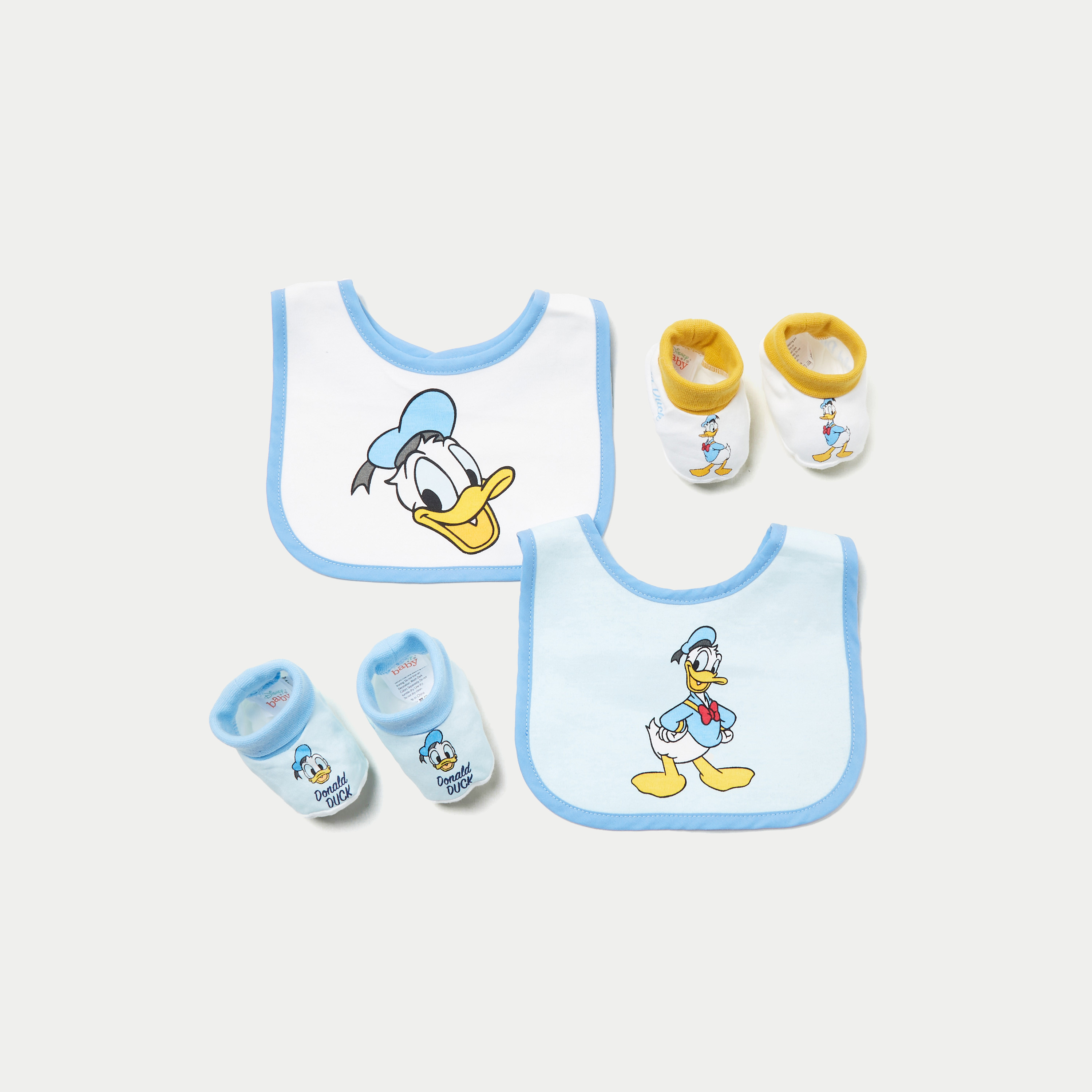 Disney Donald Duck Print Bib and Booties - Set of 2-baby-feeding-bibs-image-1