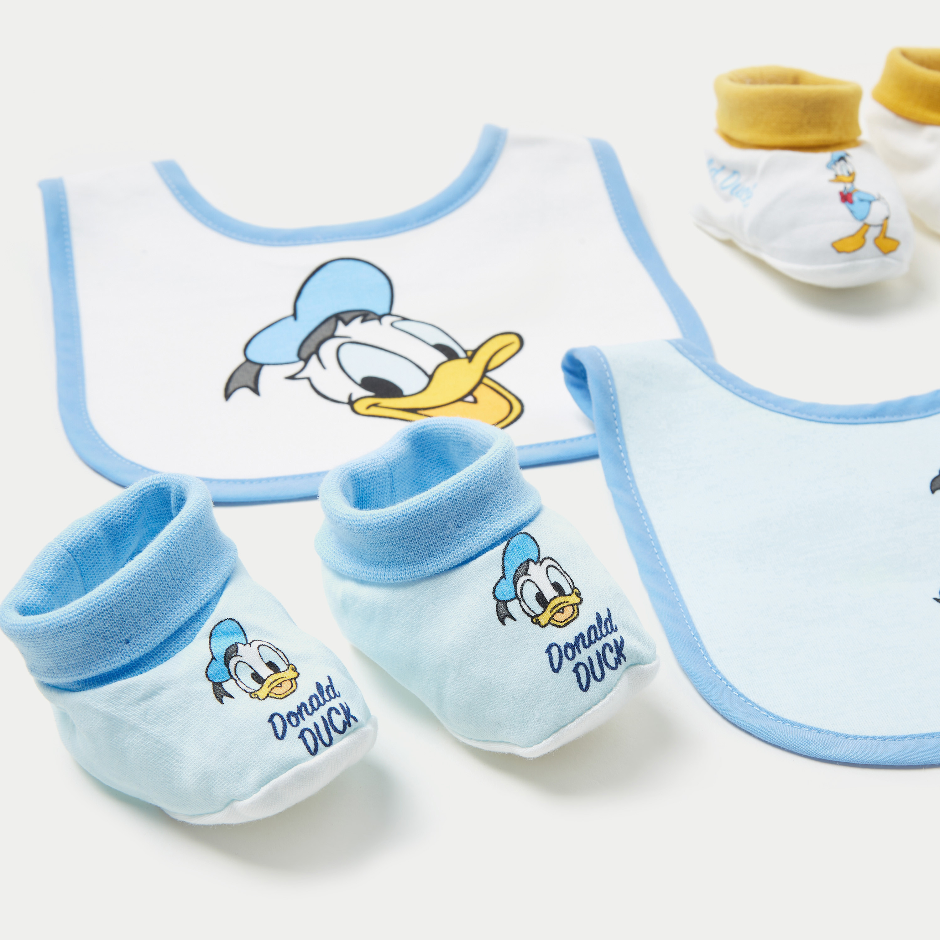 Disney Donald Duck Print Bib and Booties - Set of 2-baby-feeding-bibs-image-2