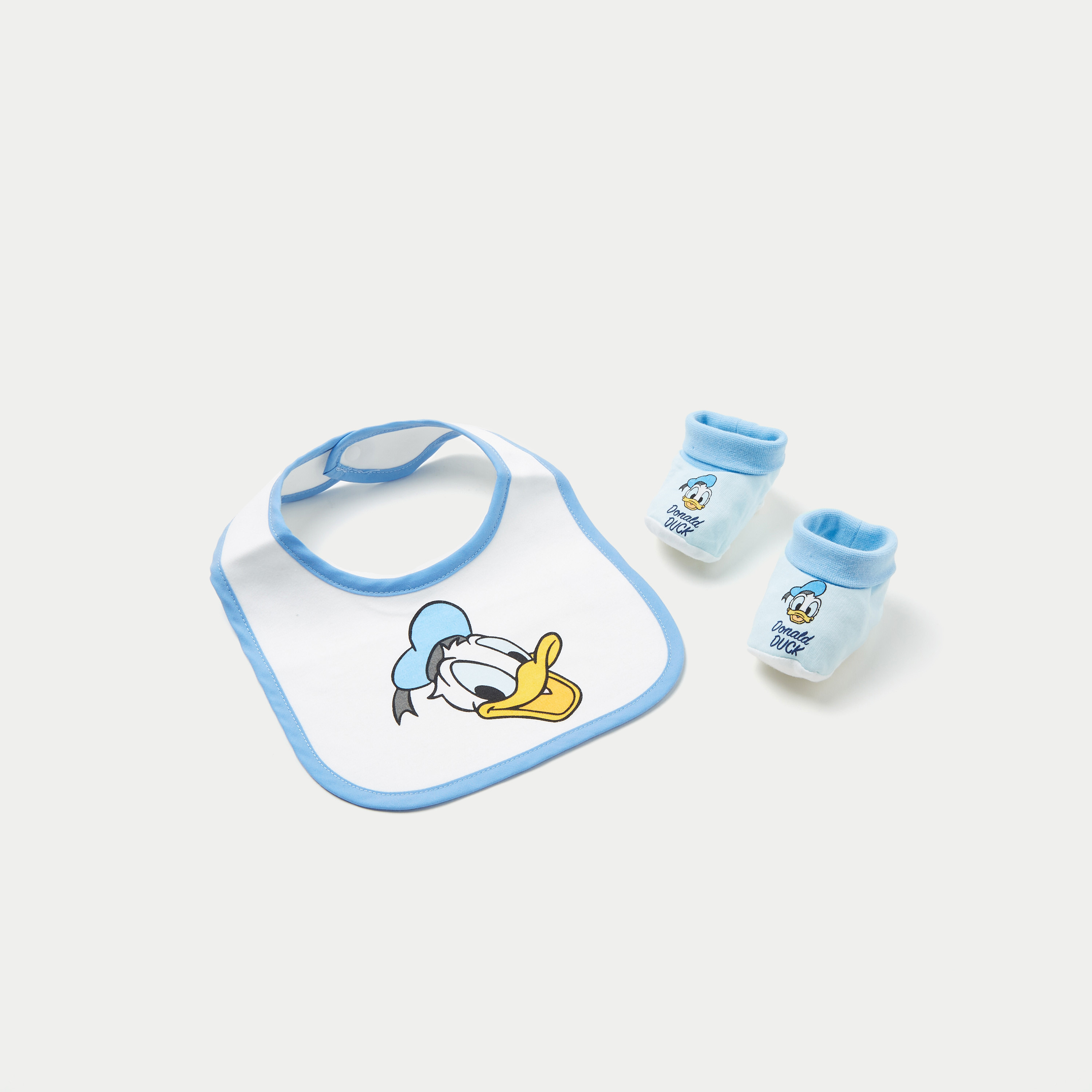 Disney Donald Duck Print Bib and Booties - Set of 2-baby-feeding-bibs-image-3