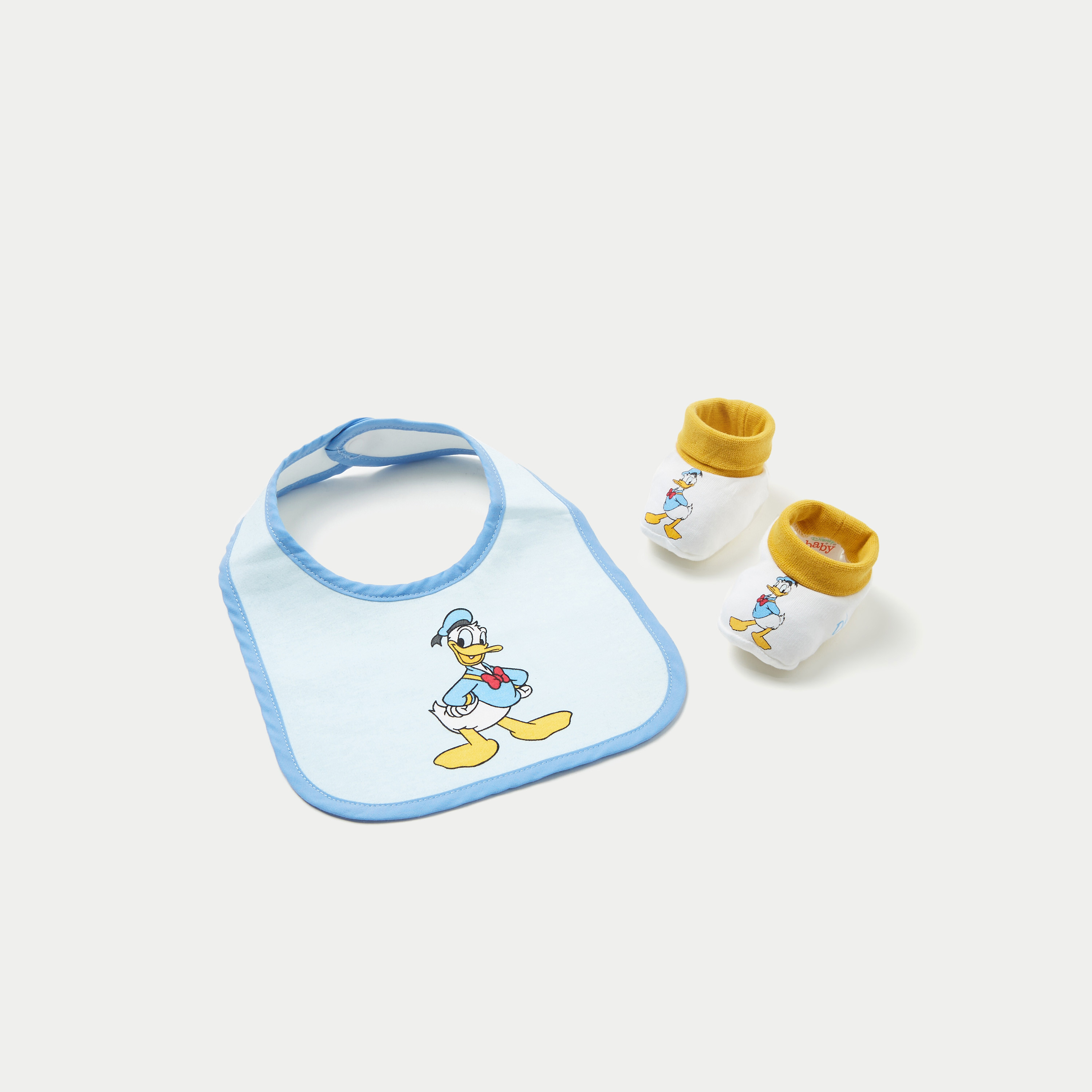 Disney Donald Duck Print Bib and Booties - Set of 2-baby-feeding-bibs-image-4