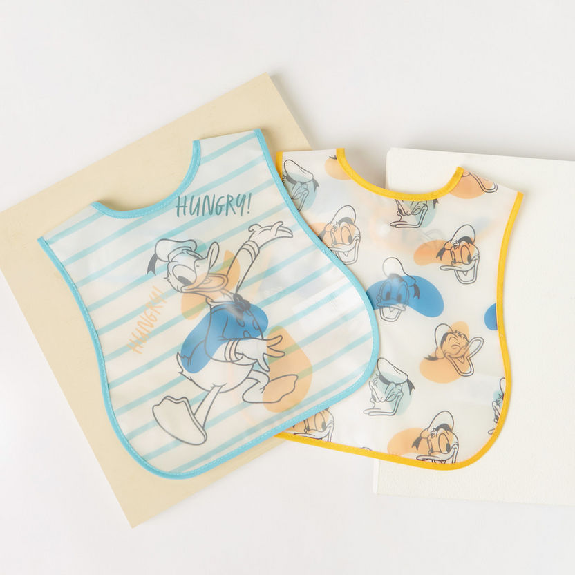 Disney Donald Duck Print Bib with Button Closure - Set of 2-Bibs and Burp Cloths-image-0