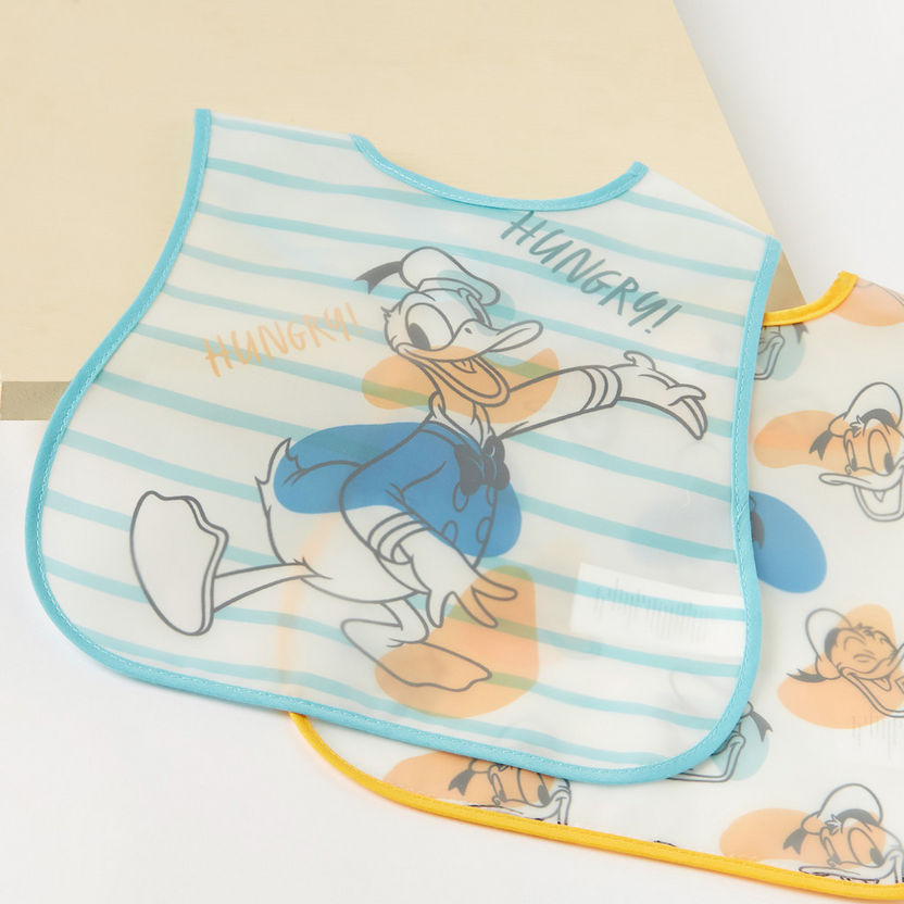 Disney Donald Duck Print Bib with Button Closure - Set of 2-Bibs and Burp Cloths-image-1