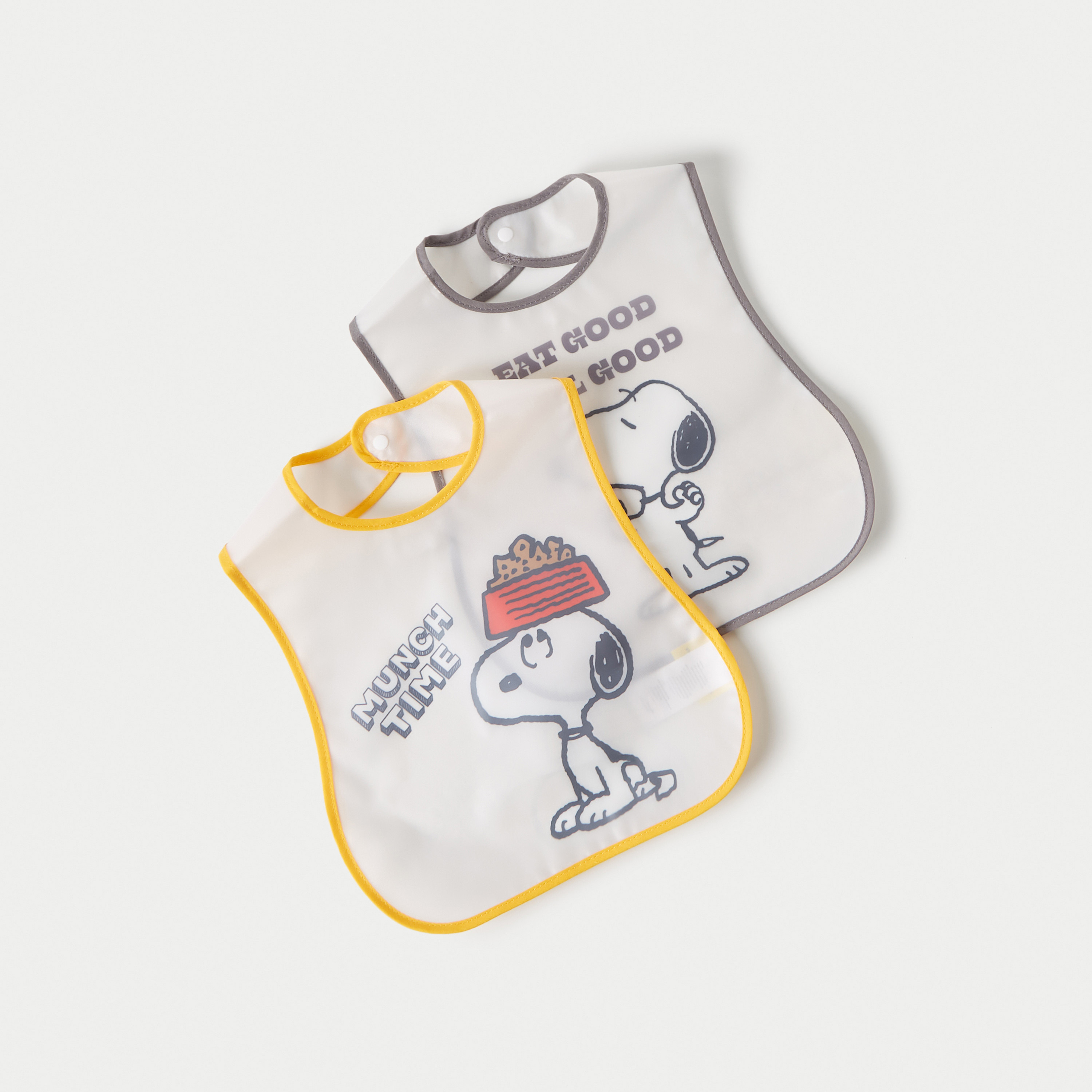 Disney Snoopy Print Bib with Button Closure - Set of 2-baby-feeding-bibs-image-4