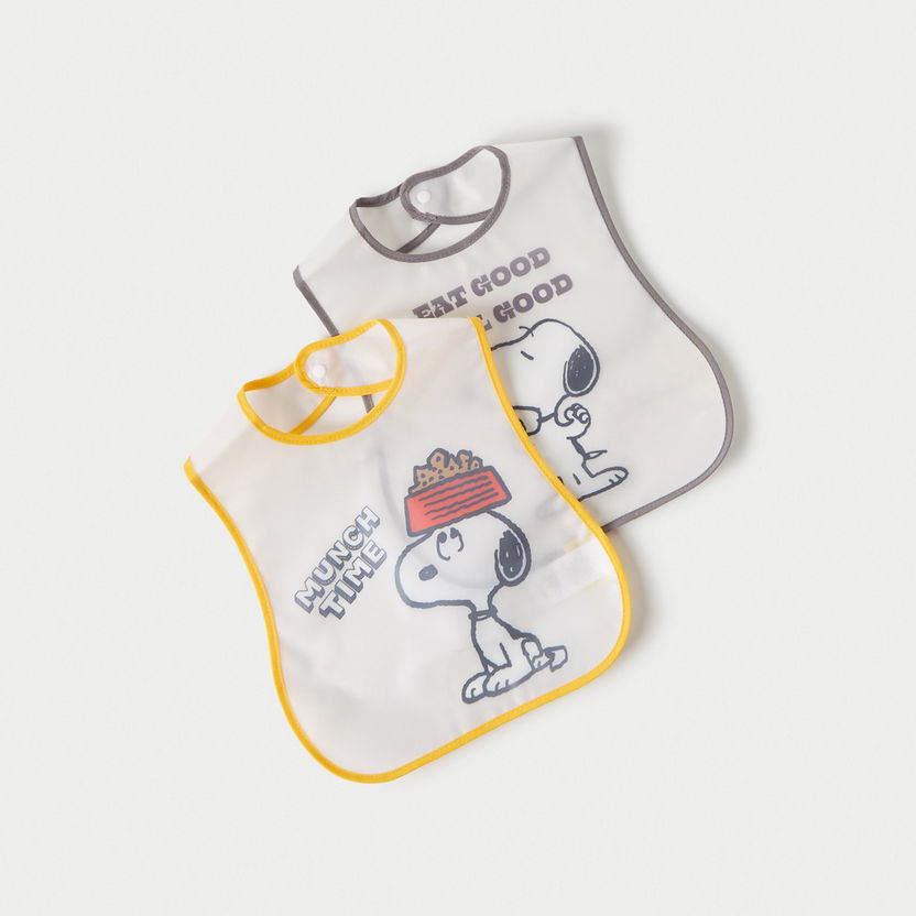 Disney Snoopy Print Bib with Button Closure - Set of 2-Accessories-image-3