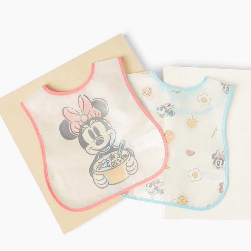 Disney Minnie Mouse Print Bib with Button Closure - Set of 2-Bibs and Burp Cloths-image-0