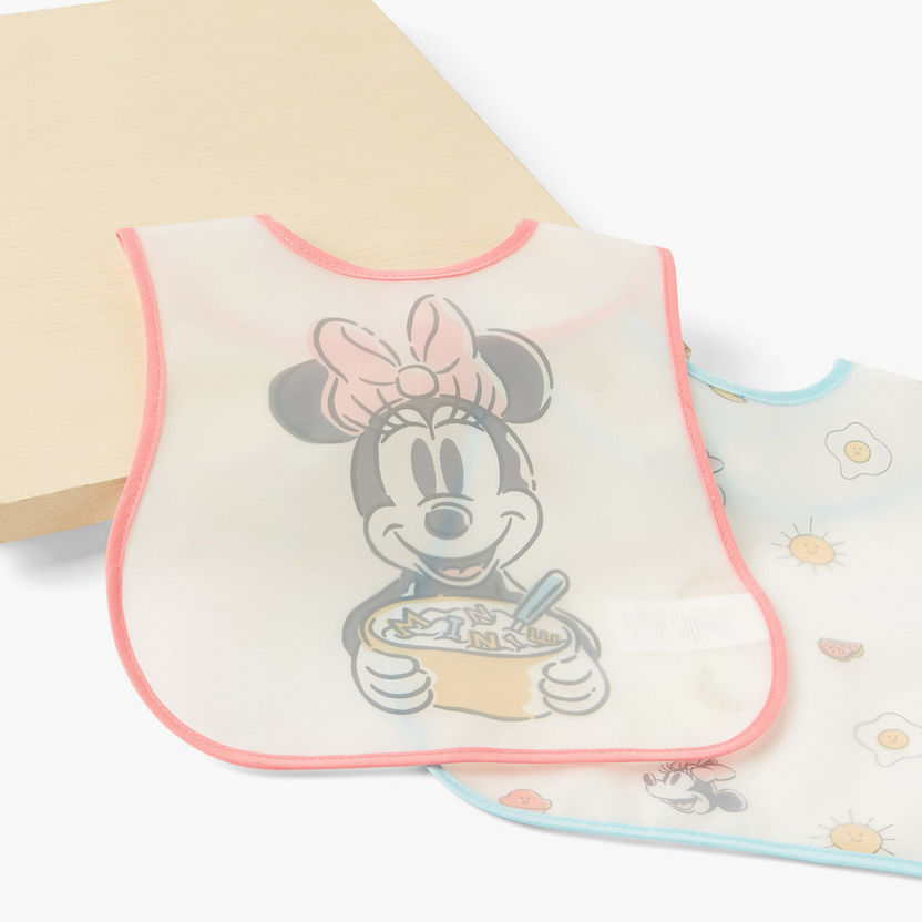 Disney Minnie Mouse Print Bib with Button Closure - Set of 2-Bibs and Burp Cloths-image-1