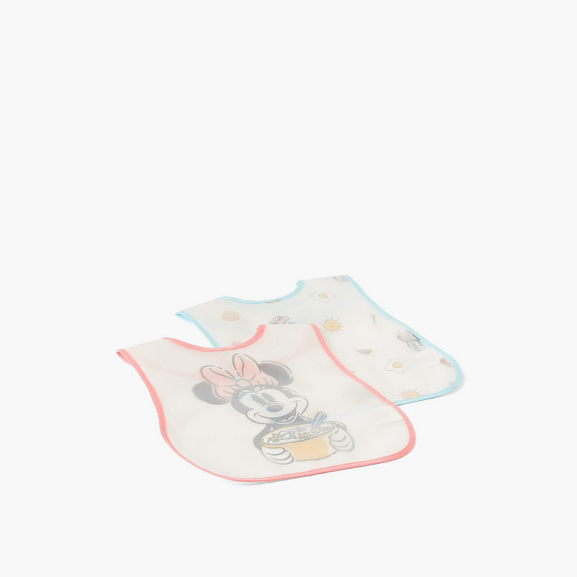 Disney Minnie Mouse Print Bib with Button Closure - Set of 2-Bibs and Burp Cloths-image-3