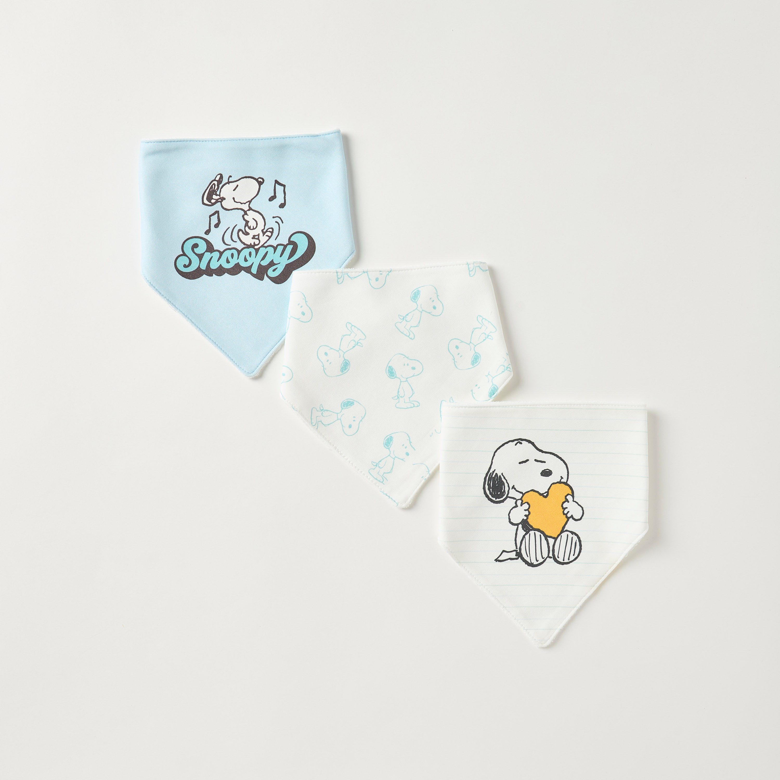 Peanuts Snoopy Dog Print Dribble Bib - Set of 3-baby-feeding-bibs-image-1