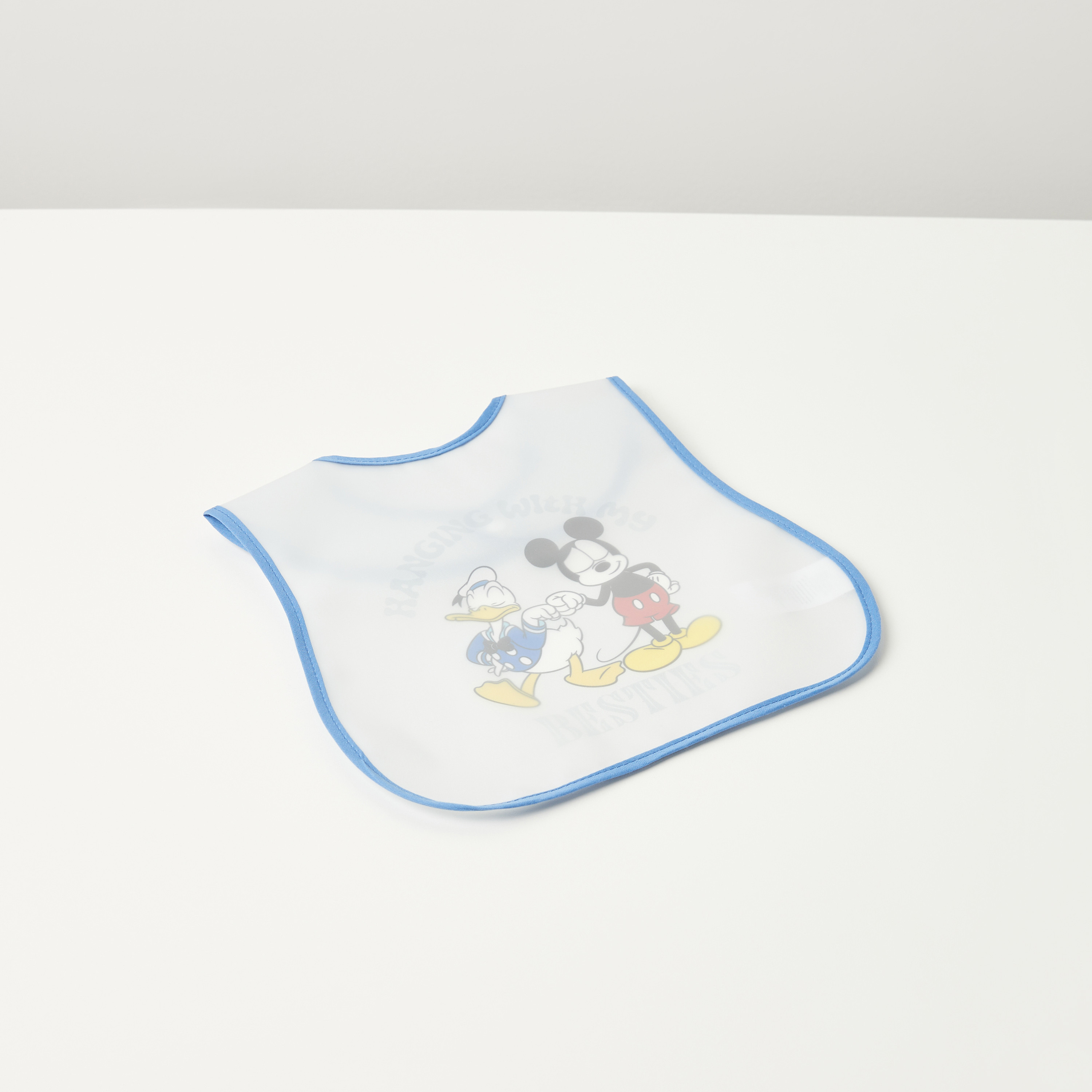Disney Mickey and Donald Print Bib with Snap Button Closure-baby-feeding-bibs-image-1