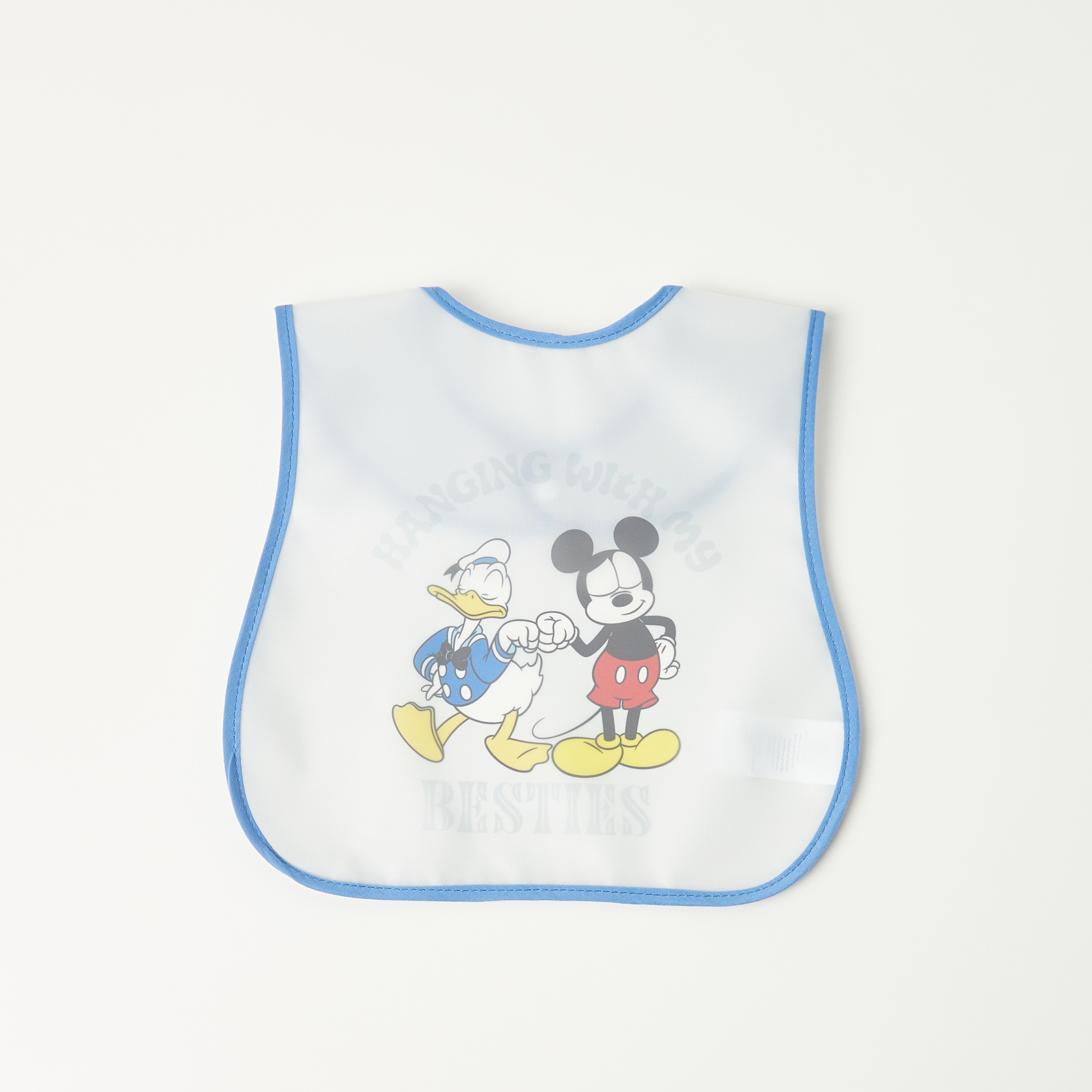 Disney Mickey and Donald Print Bib with Snap Button Closure-baby-feeding-bibs-image-2