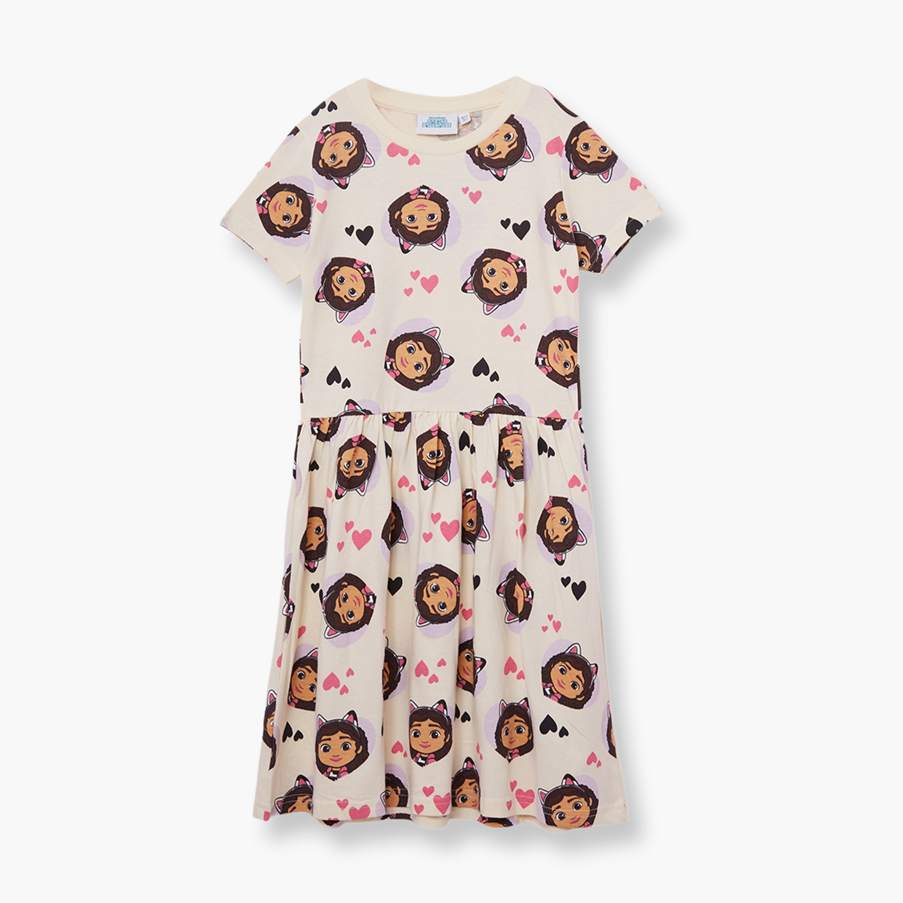 Gabby's Dollhouse Printed Short Sleeves Knee Length Dress-girls-clothing-dressesandjumpsuits-image-2