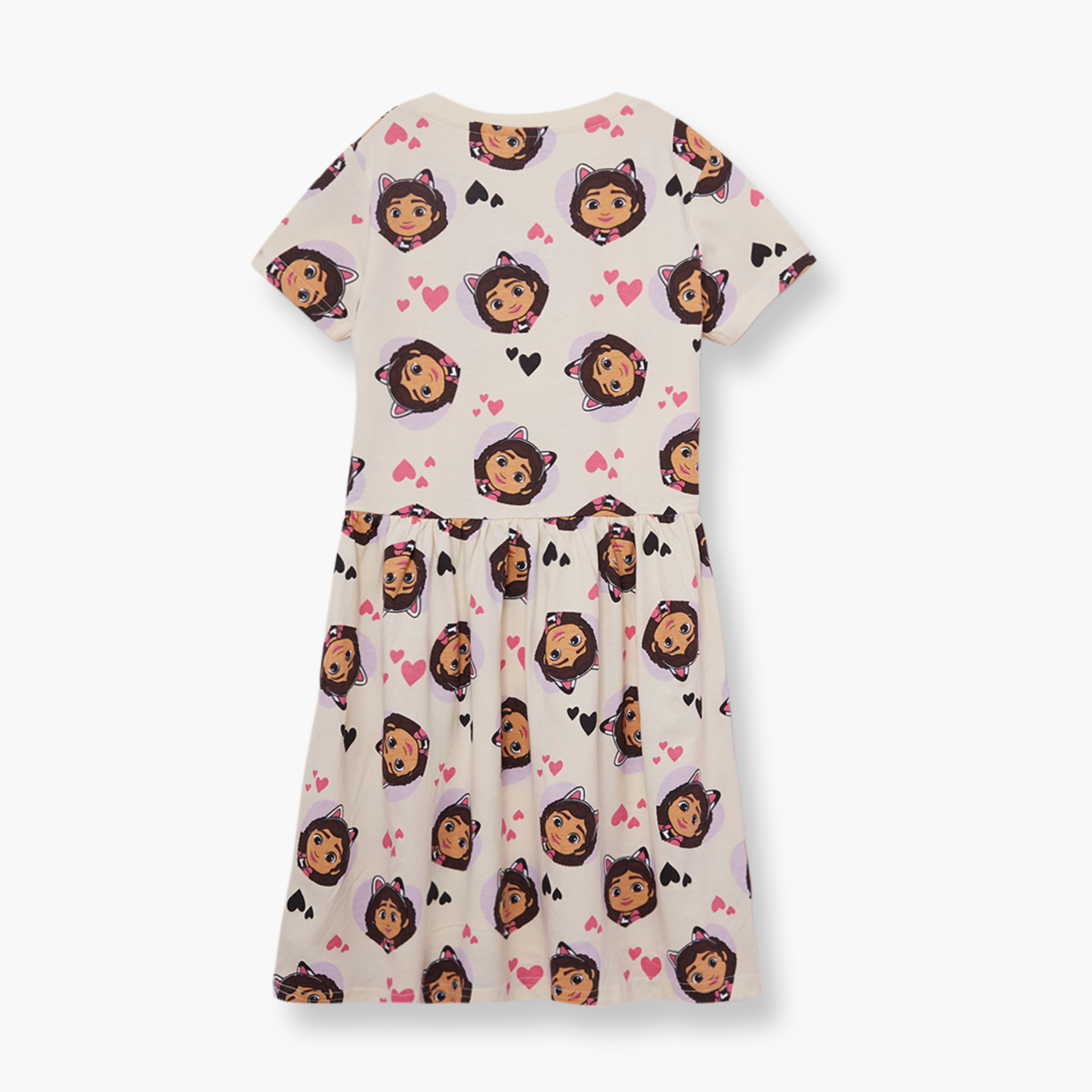 Gabby's Dollhouse Printed Short Sleeves Knee Length Dress-girls-clothing-dressesandjumpsuits-image-3