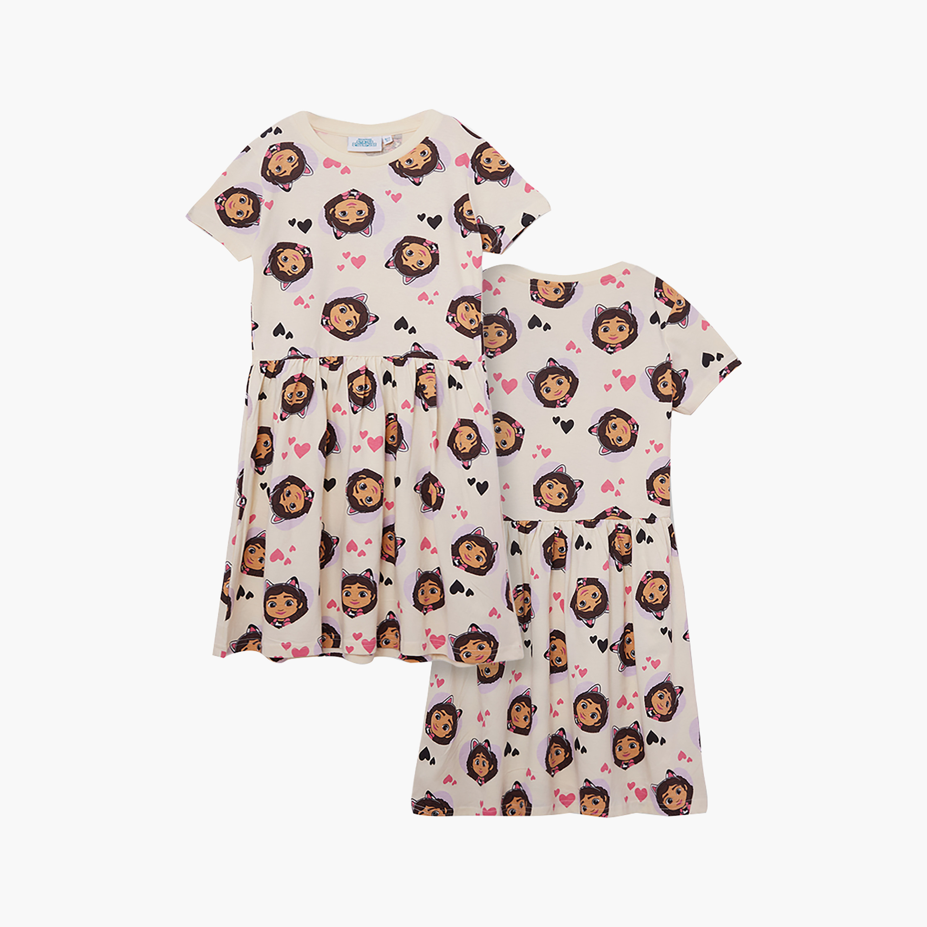 Gabby's Dollhouse Printed Short Sleeves Knee Length Dress-girls-clothing-dressesandjumpsuits-image-4