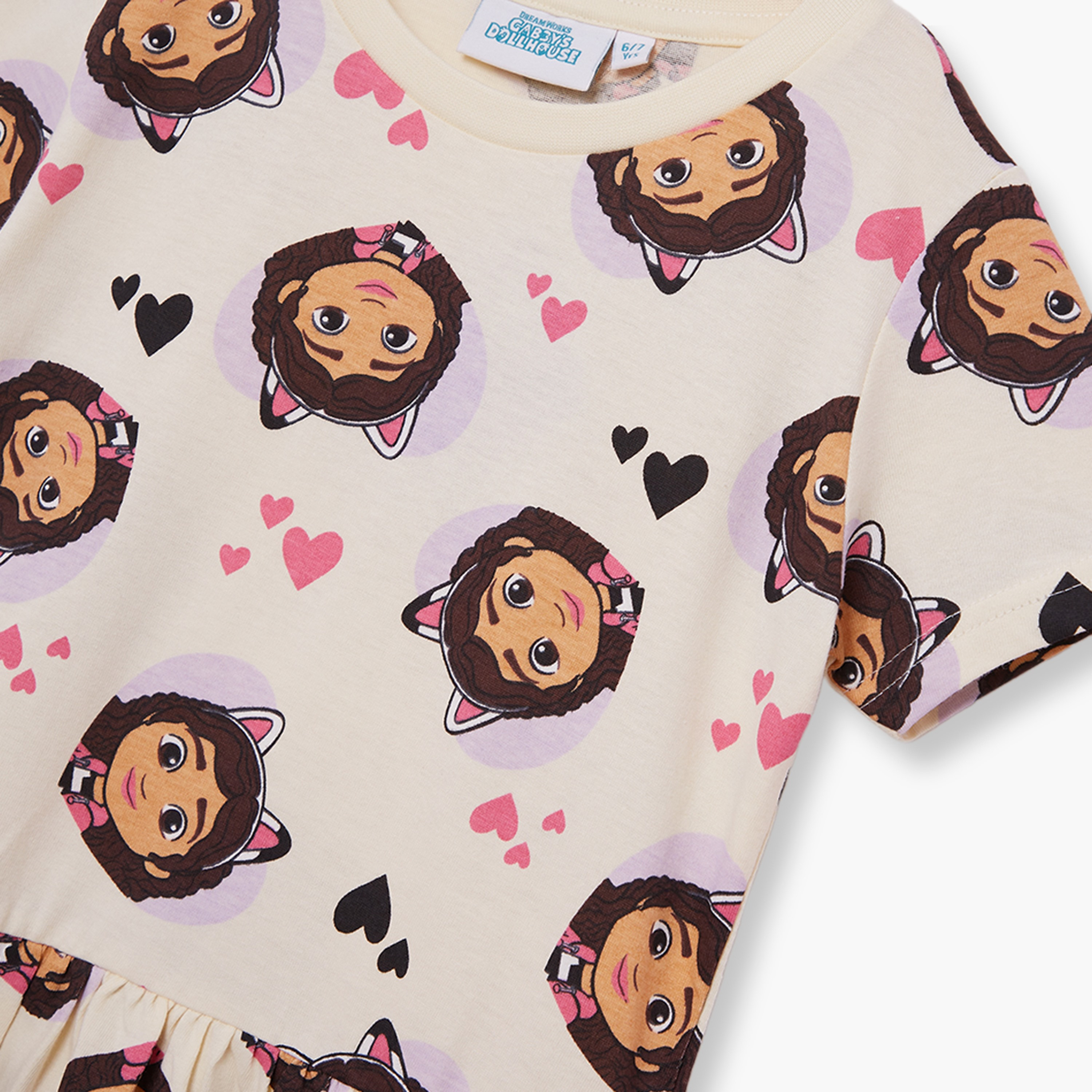 Gabby's Dollhouse Printed Short Sleeves Knee Length Dress-girls-clothing-dressesandjumpsuits-image-6