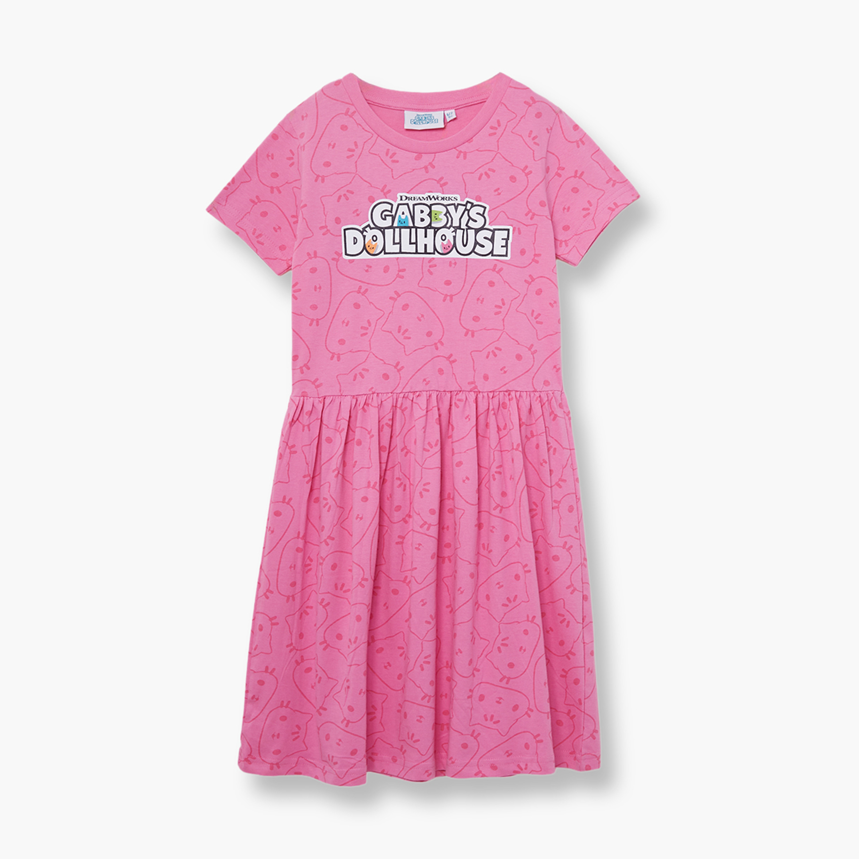 Gabby's Dollhouse Graphic Short Sleeves Knee Length Dress-girls-clothing-dressesandjumpsuits-image-2