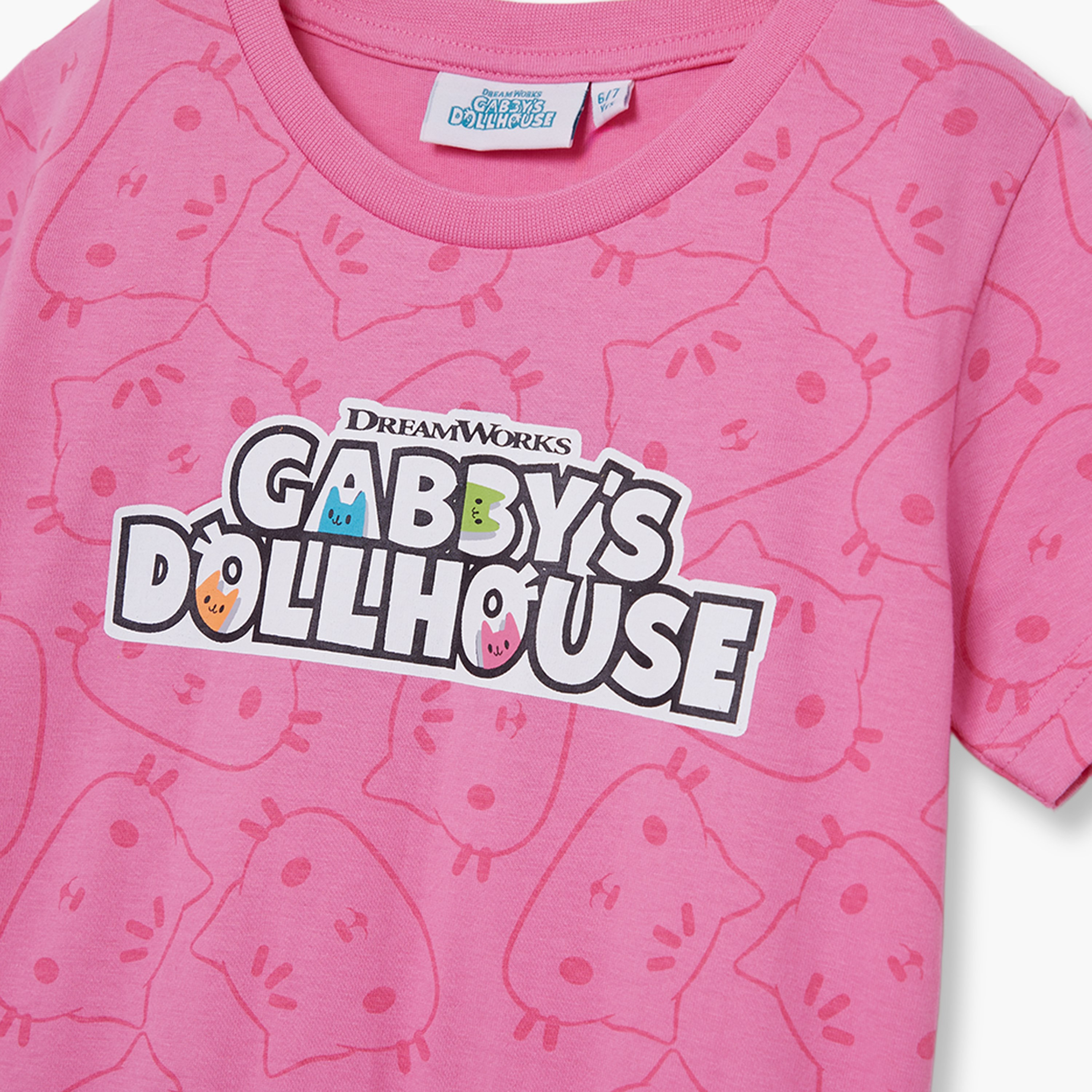 Gabby's Dollhouse Graphic Short Sleeves Knee Length Dress-girls-clothing-dressesandjumpsuits-image-5