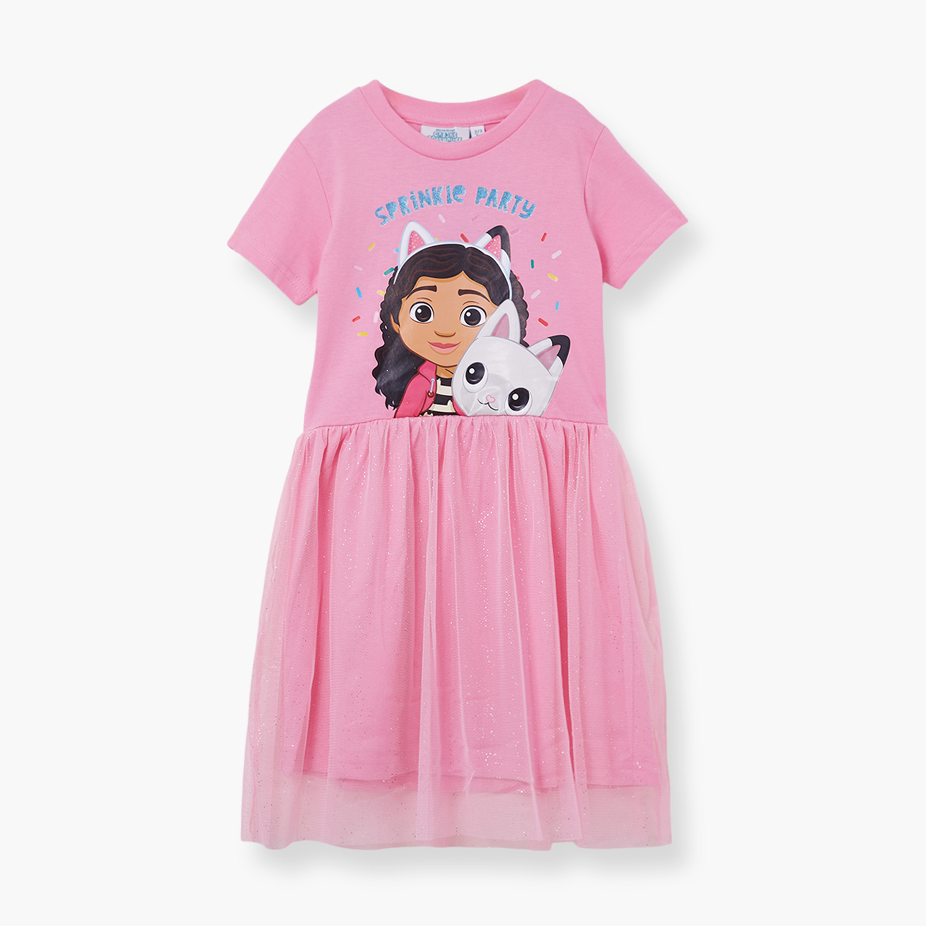 Gabby's Dollhouse Graphic Short Sleeves Knee Length Tulle Dress-girls-clothing-dressesandjumpsuits-image-2