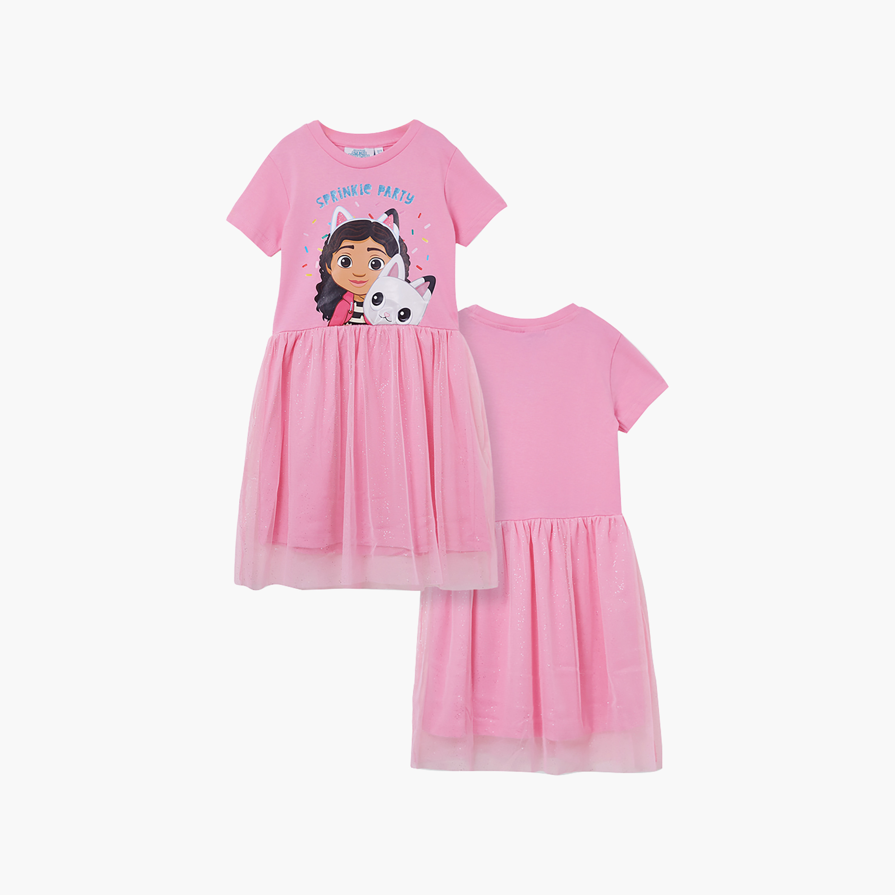 Gabby's Dollhouse Graphic Short Sleeves Knee Length Tulle Dress-girls-clothing-dressesandjumpsuits-image-4