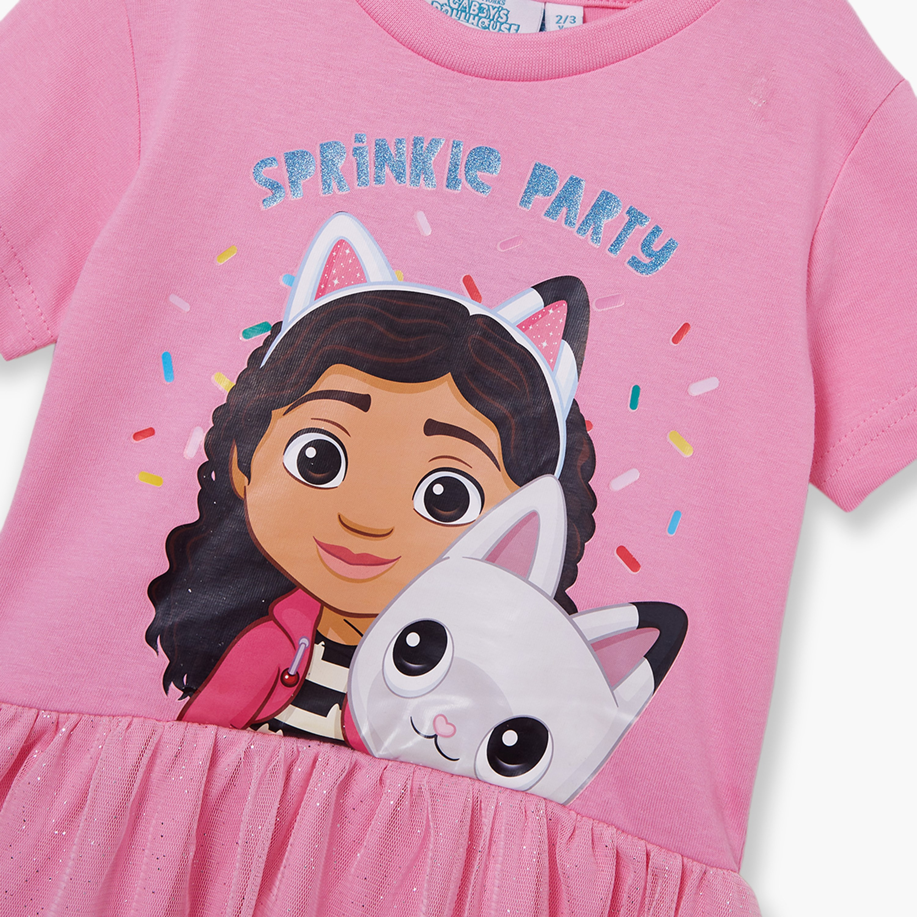 Gabby's Dollhouse Graphic Short Sleeves Knee Length Tulle Dress-girls-clothing-dressesandjumpsuits-image-5