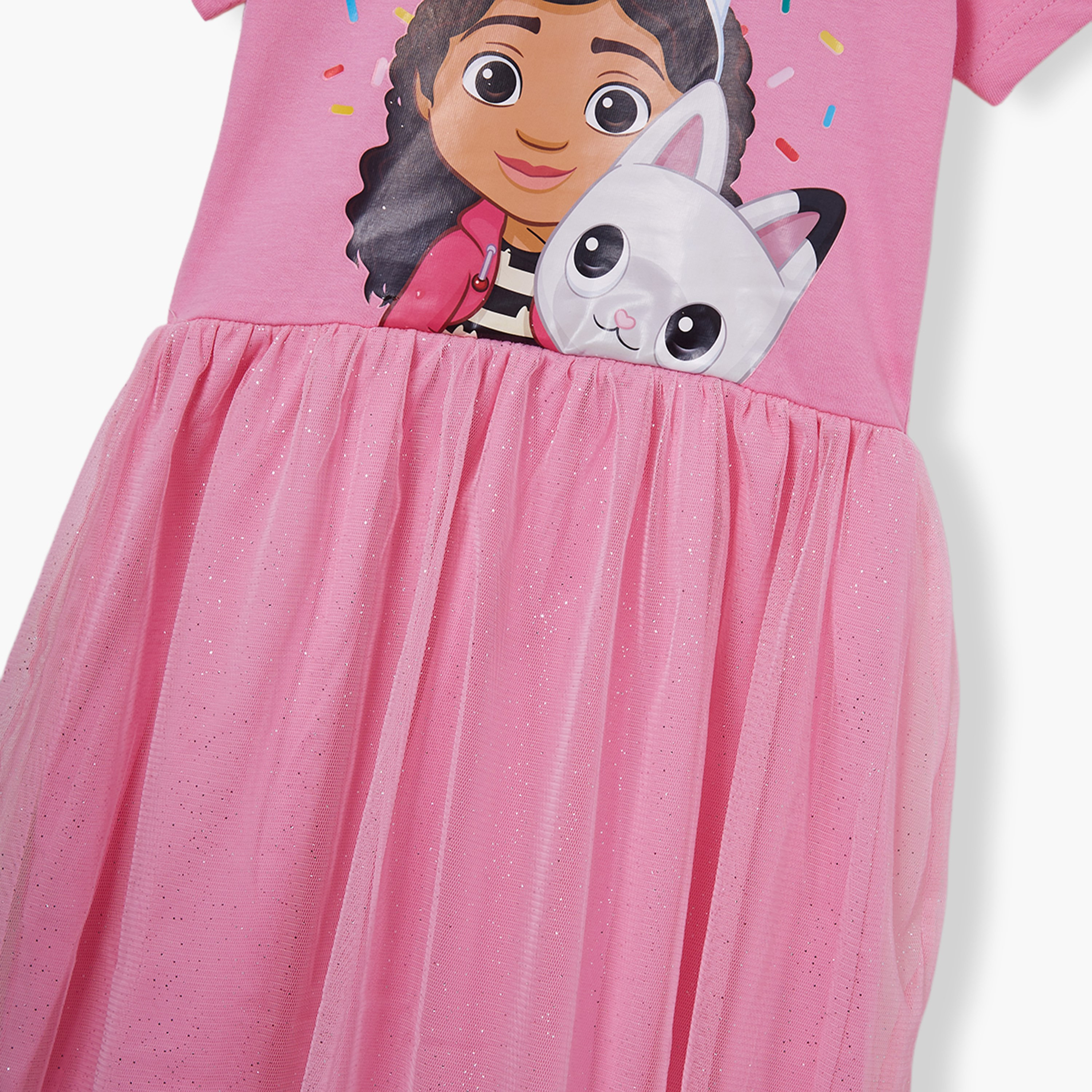 Gabby's Dollhouse Graphic Short Sleeves Knee Length Tulle Dress-girls-clothing-dressesandjumpsuits-image-6