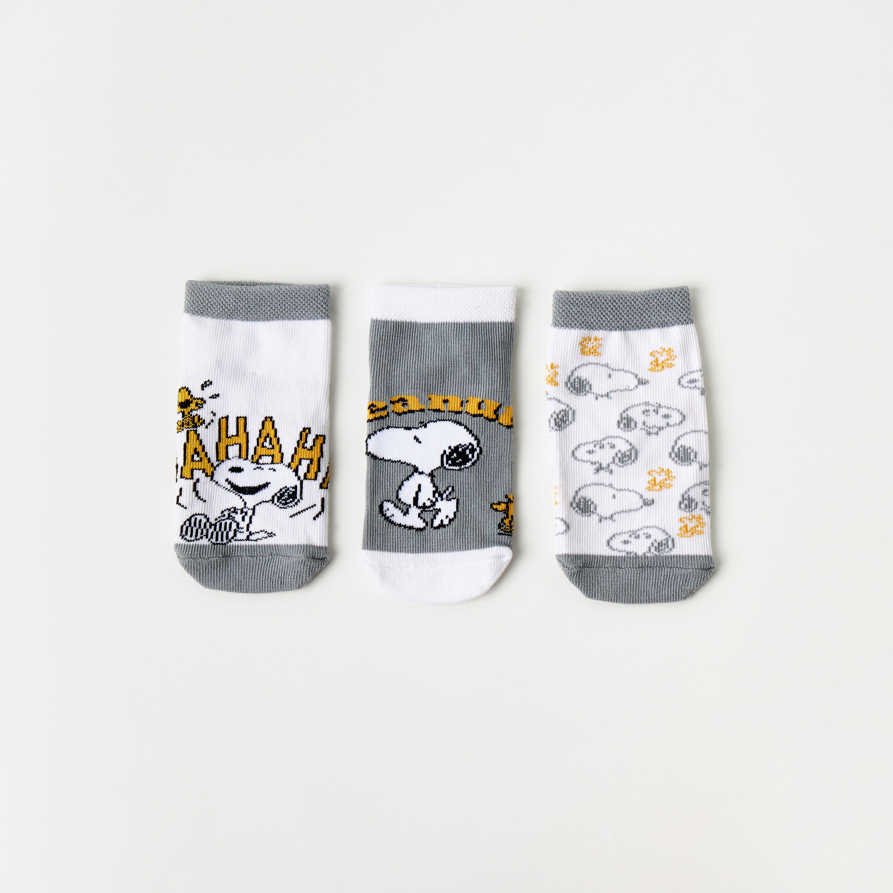 Disney Snoopy Print Ankle Length Socks - Set of 3-baby-boys-accessories-socks-image-1