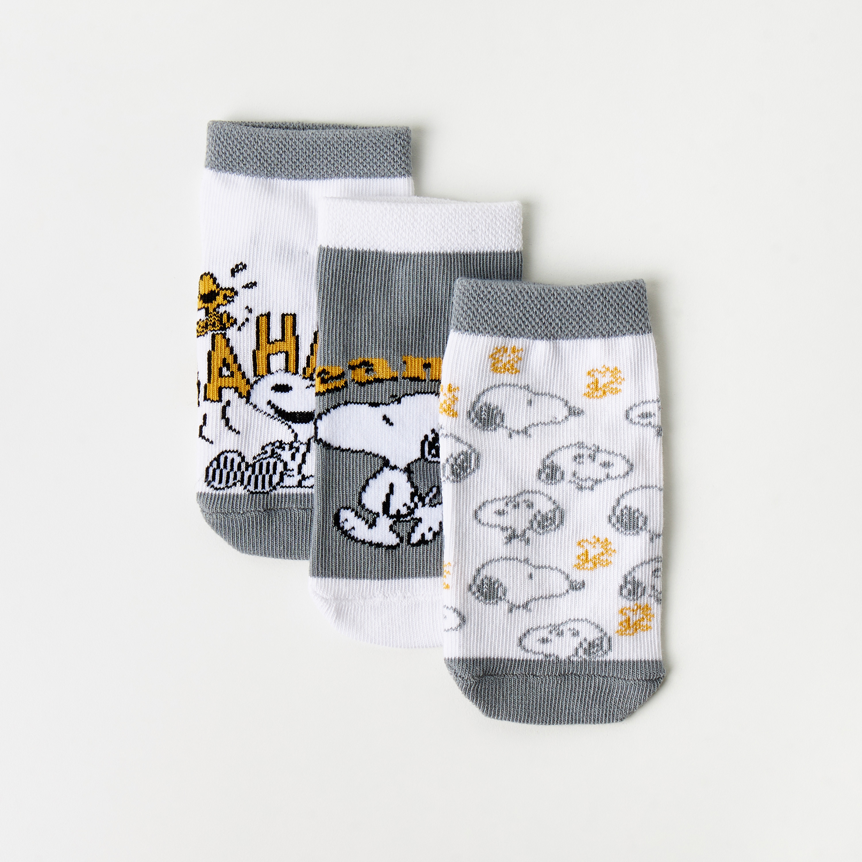 Disney Snoopy Print Ankle Length Socks - Set of 3-baby-boys-accessories-socks-image-2