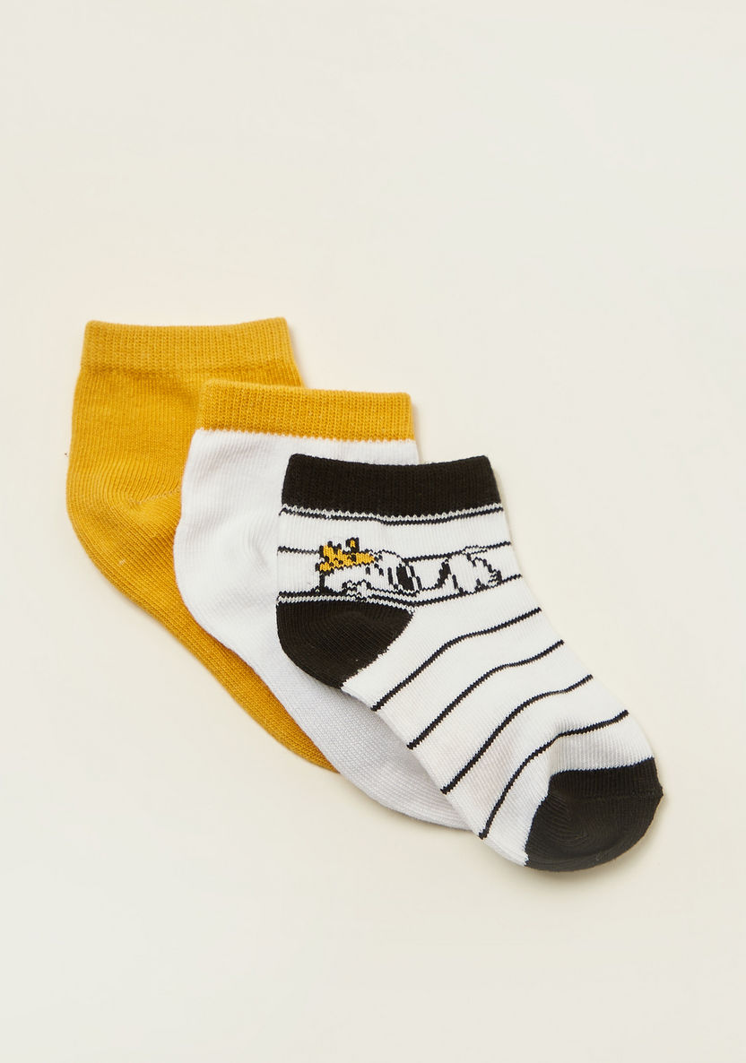 Snoopy Dog Printed Ankle Length Socks - Set of 3-Socks-image-1