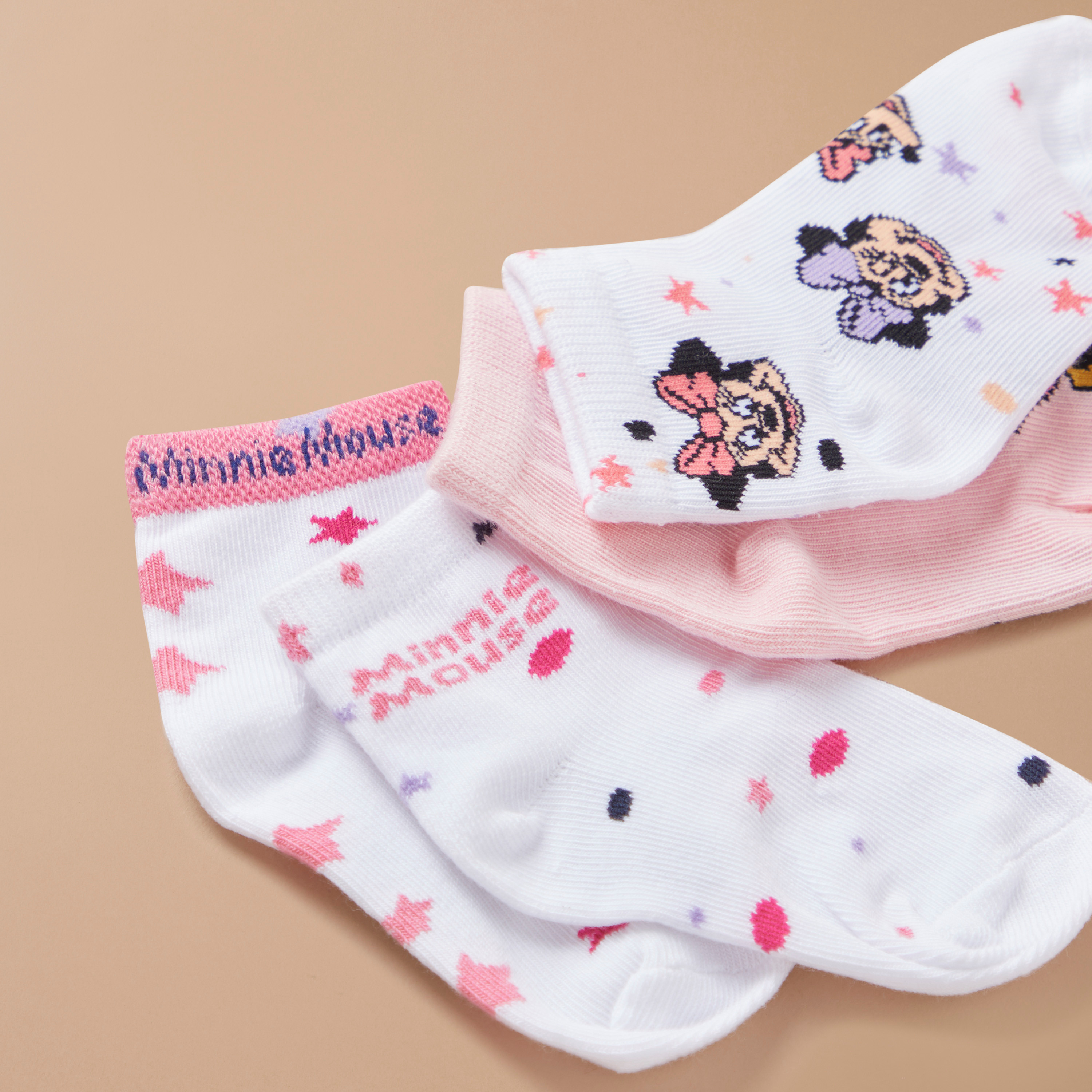 جوارب طول الكاحل بطبعات ميني ماوس من ديزني - طقم من 5 أزواج-baby-girls-accessories-socks-image-3