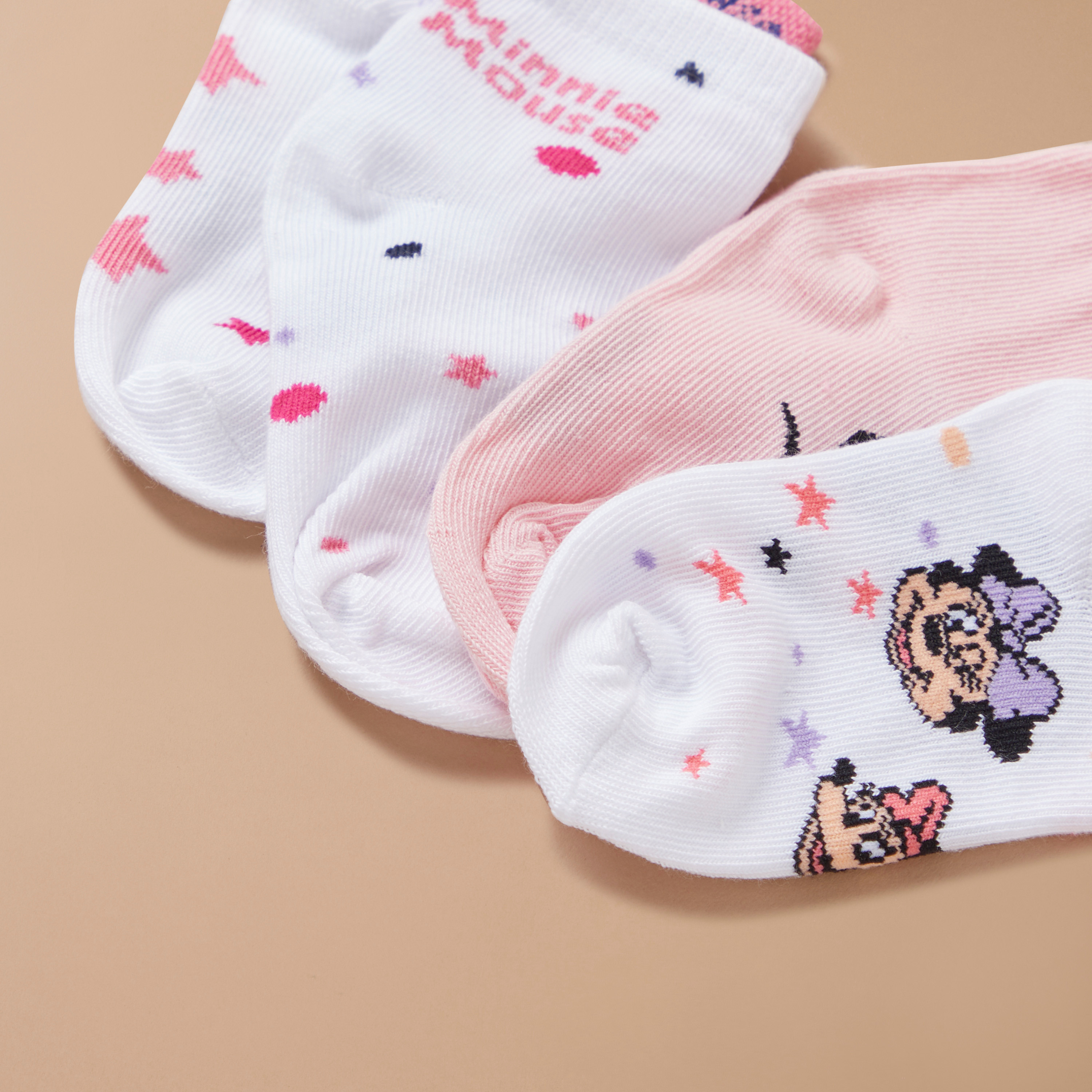 جوارب طول الكاحل بطبعات ميني ماوس من ديزني - طقم من 5 أزواج-baby-girls-accessories-socks-image-4