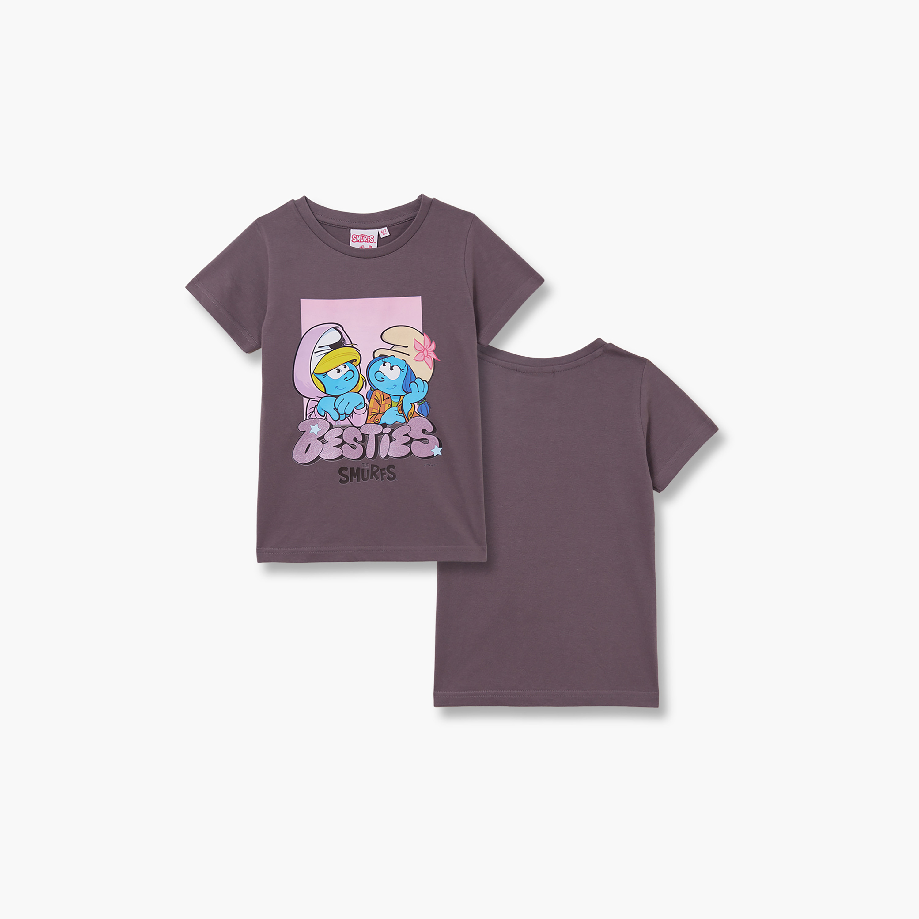 تي شيرت بأكمام قصيرة ورقبة دائرية بطابع السنافر-boys-clothing-tshirtsandpolos-image-4