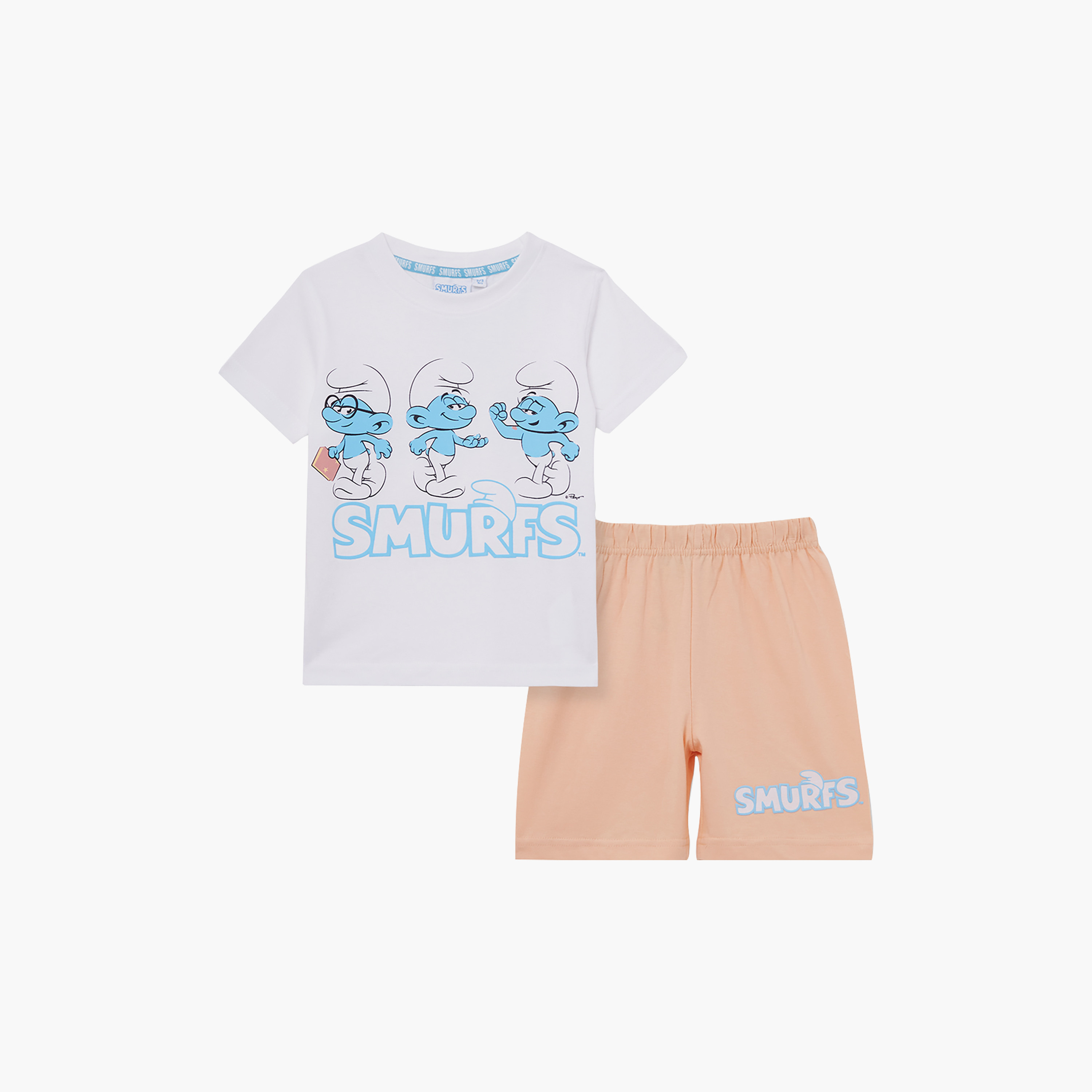 Smurf Graphic Short Sleeves T-Shirt & Shorts Set-boys-clothing-setsandcoords-image-2