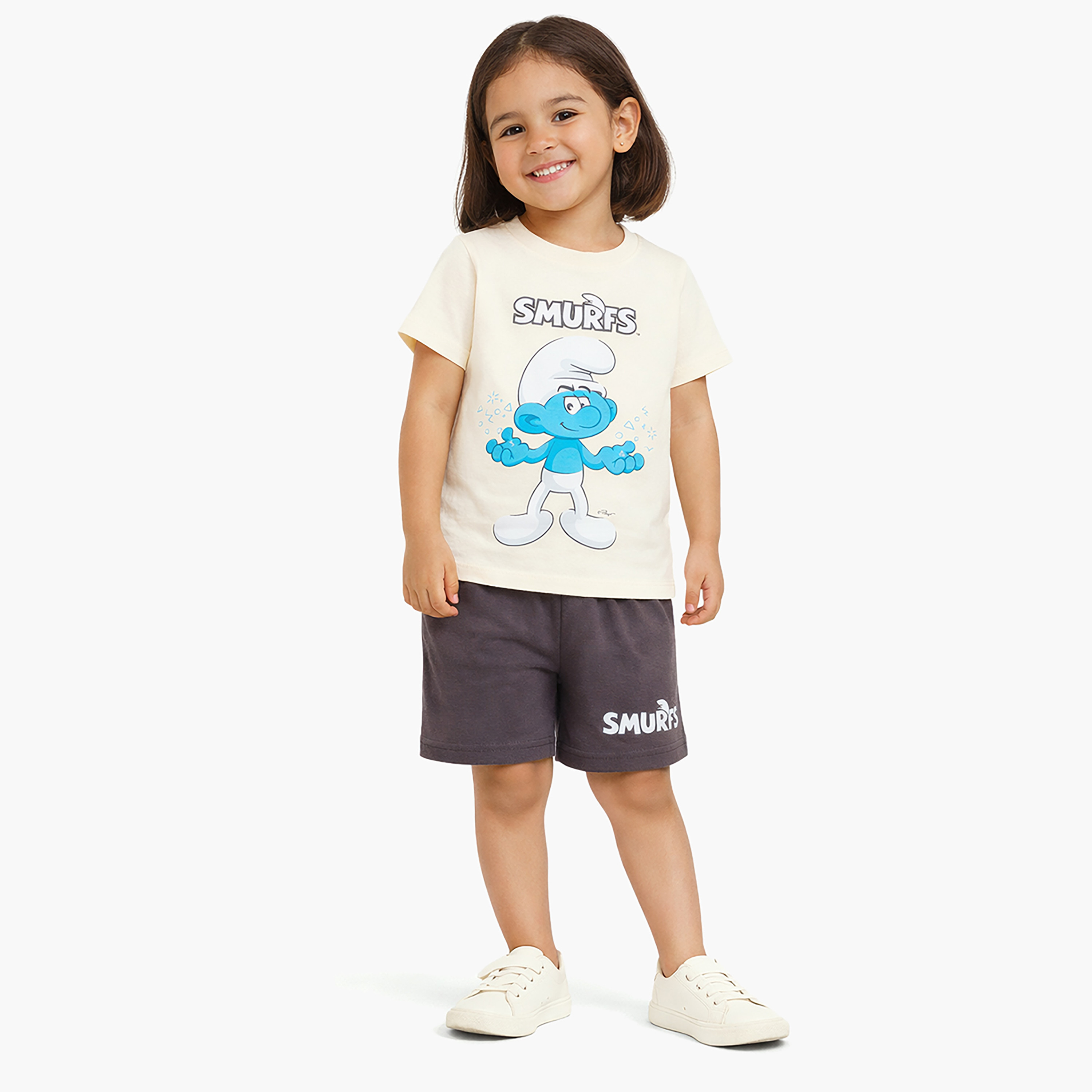 Smurf Graphic Short Sleeves T-Shirt & Shorts Set-boys-clothing-setsandcoords-image-1
