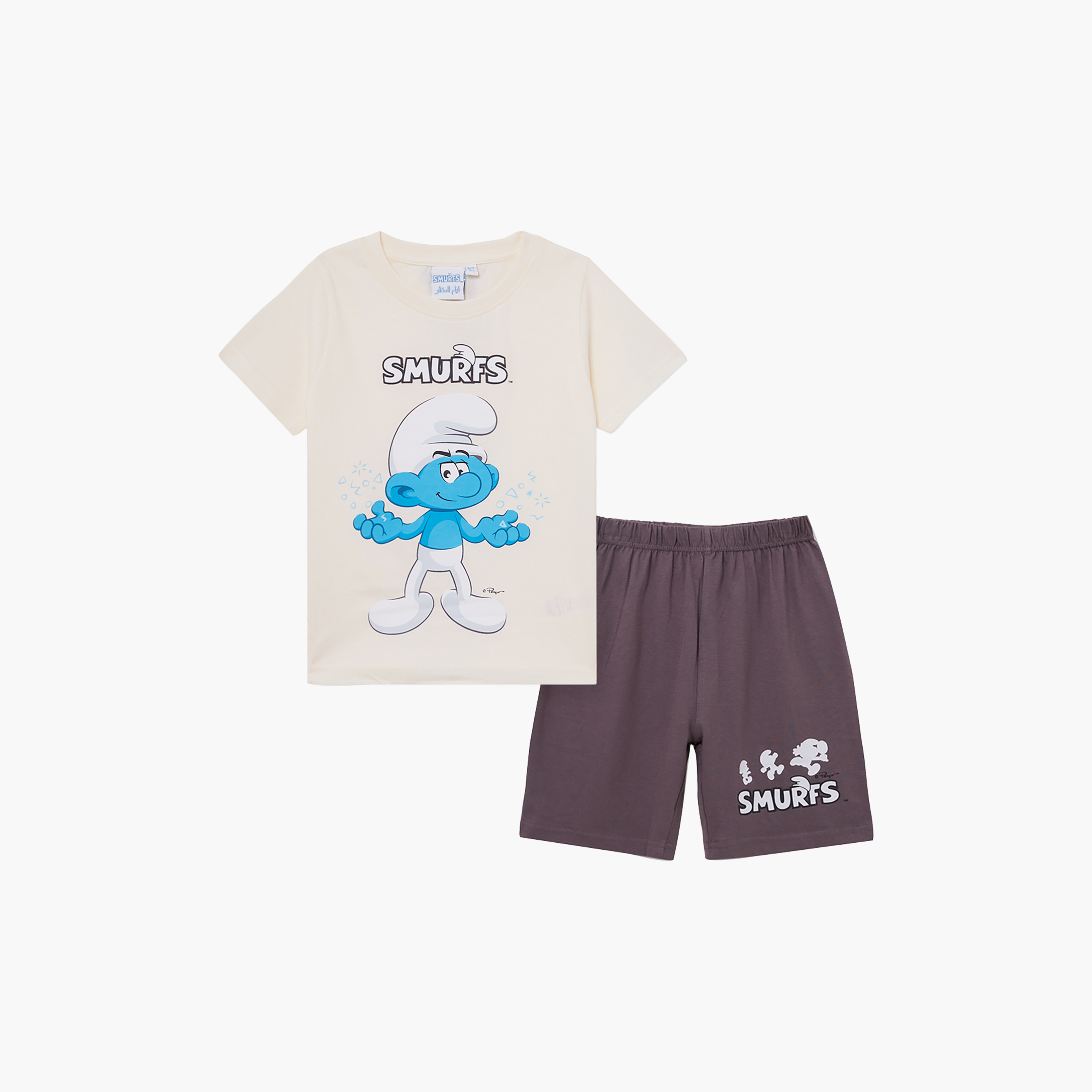 Smurf Graphic Short Sleeves T-Shirt & Shorts Set-boys-clothing-setsandcoords-image-2