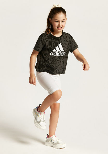 adidas All Over Print T-shirt with Round Neck and Short Sleeves-Tops-image-0