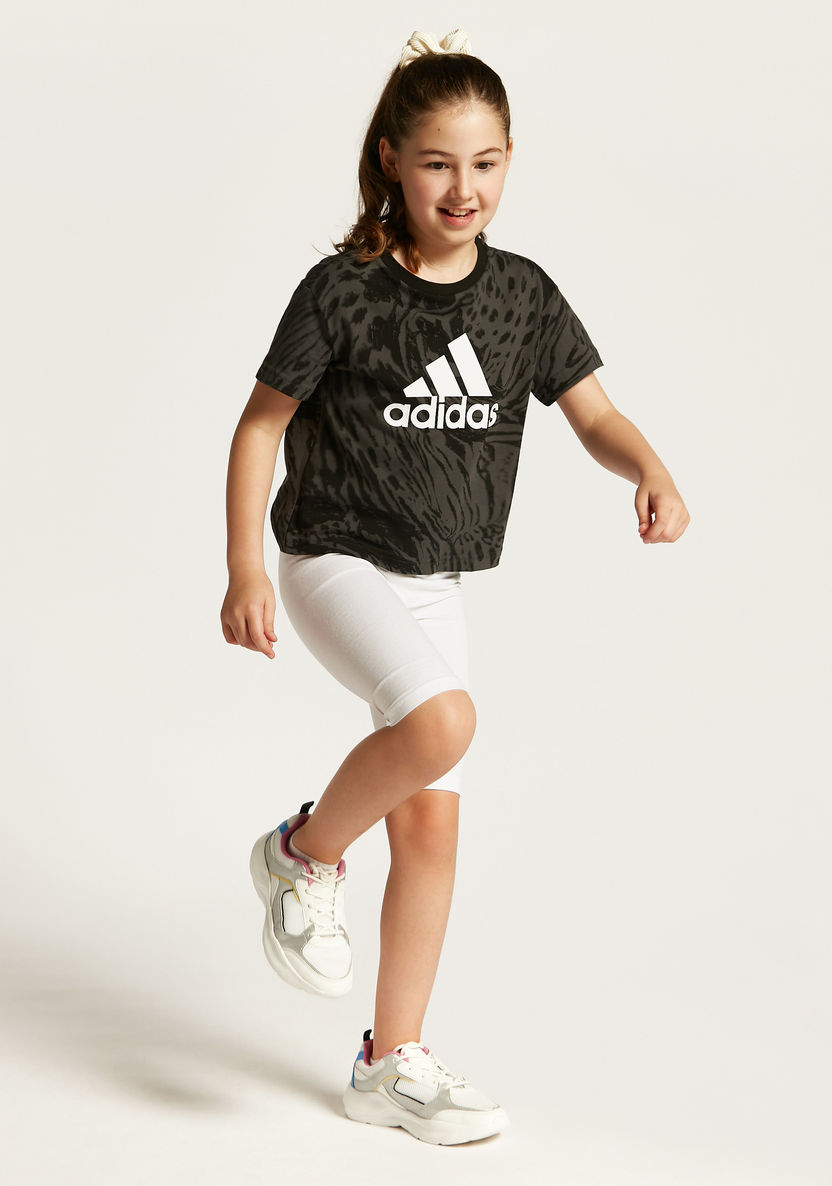 adidas All Over Print T-shirt with Round Neck and Short Sleeves-Tops-image-0
