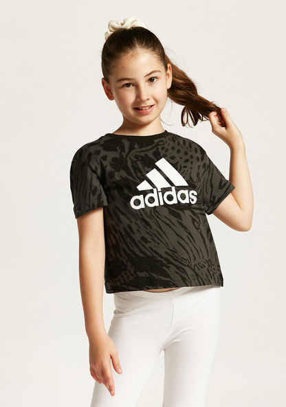 adidas All Over Print T-shirt with Round Neck and Short Sleeves