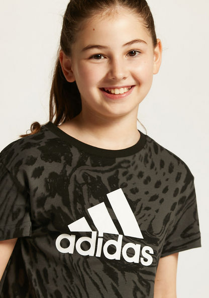 adidas All Over Print T-shirt with Round Neck and Short Sleeves-Tops-image-2